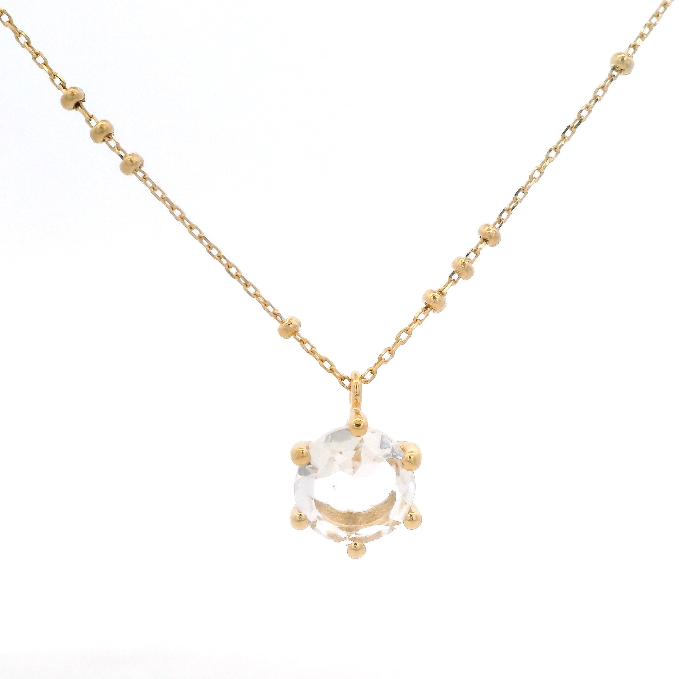 925YG ROUND ROCK CRYSTAL SOLITARY NECKLACE