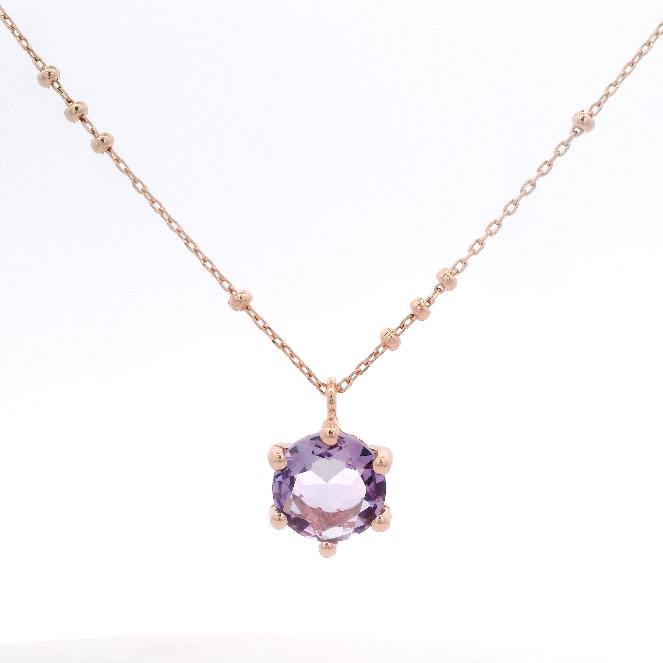925RG ROUND AMETHYST SOLITARY NECKLACE