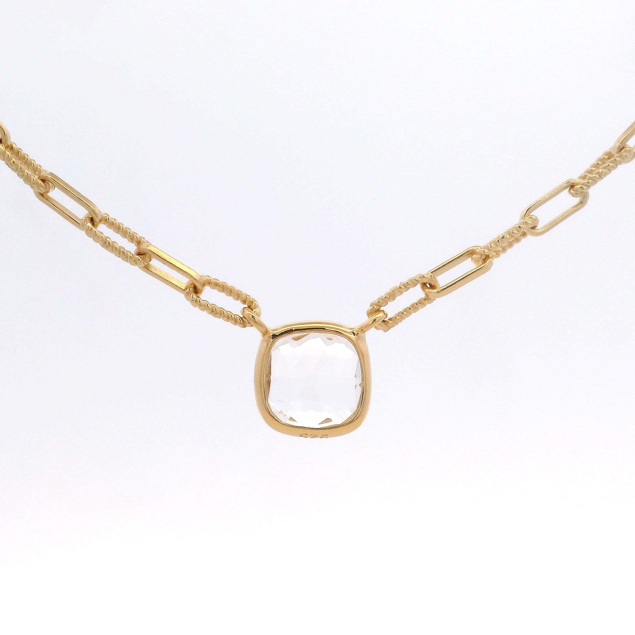 925YG SQUARE ROCK CRYSTAL NECKLACE