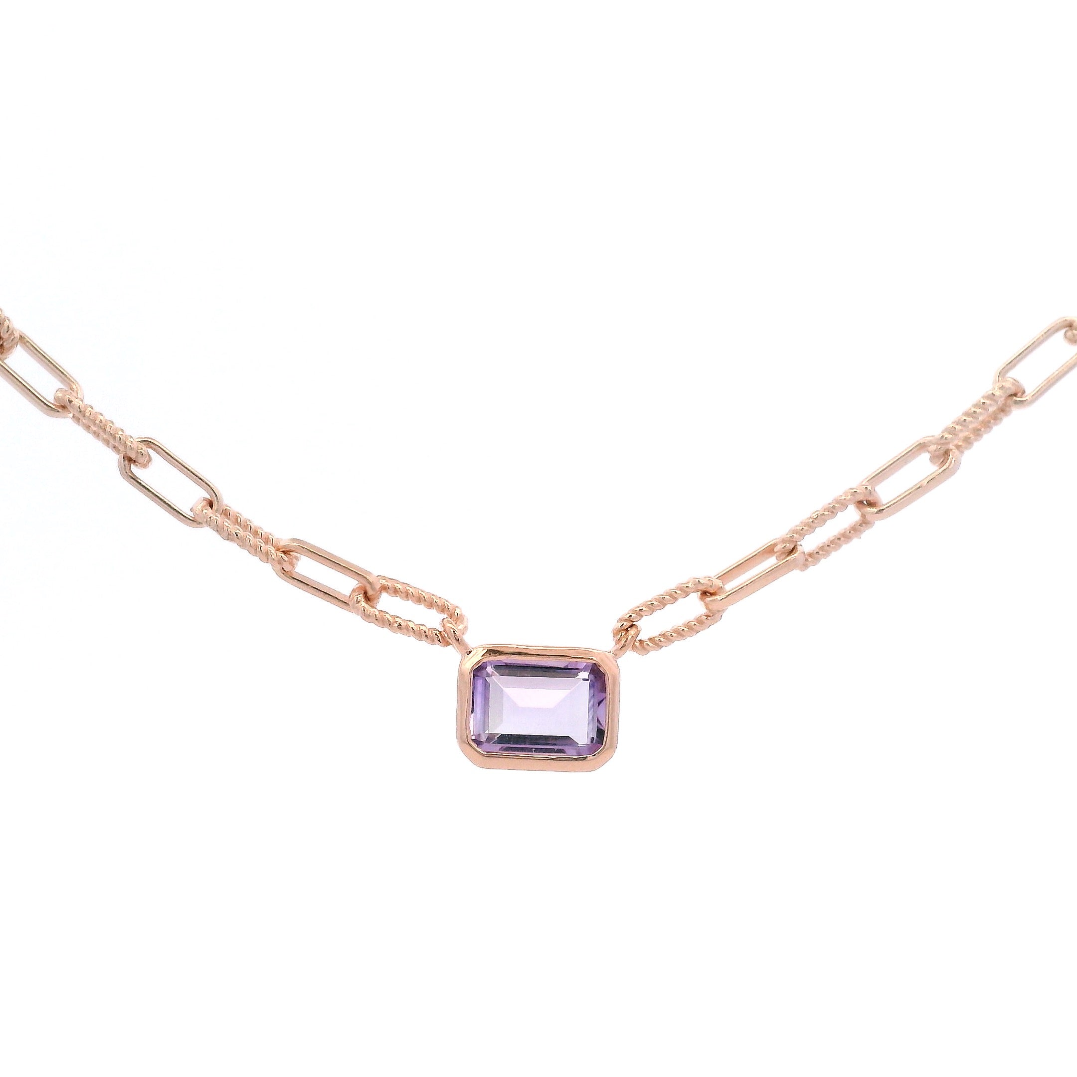 925RG BAGUETTE AMETHYST PAPERCLIP NECKLACE