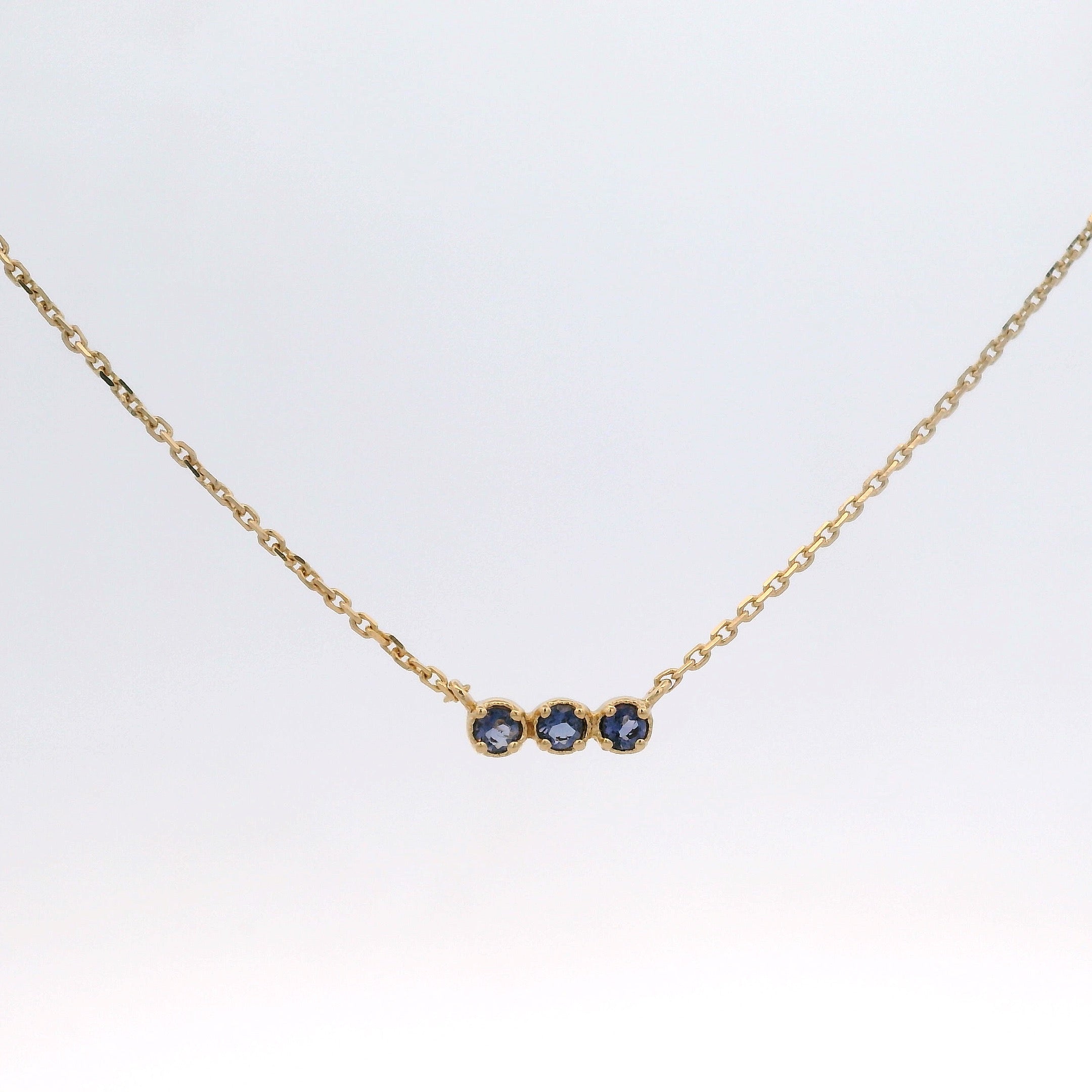 925YG BAR MINI 3 STONE IOLITE NECKLACE