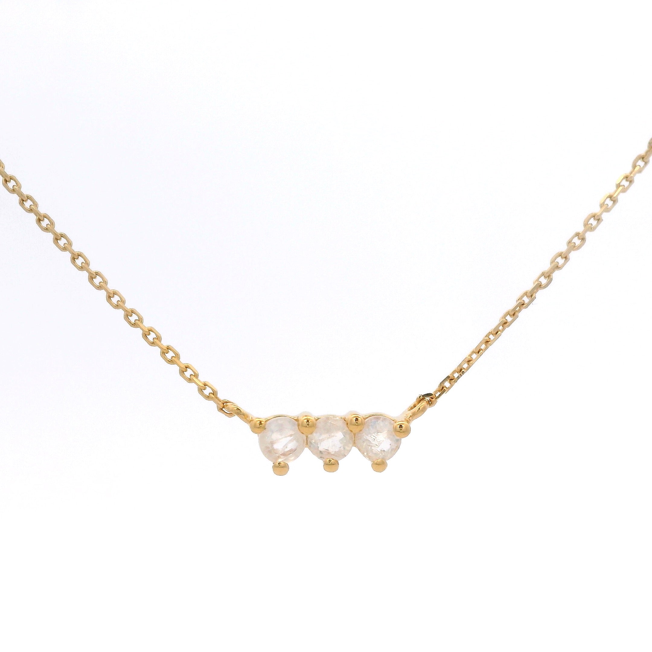 925YG BAR 3 STONE MOOSTONE NECKLACE