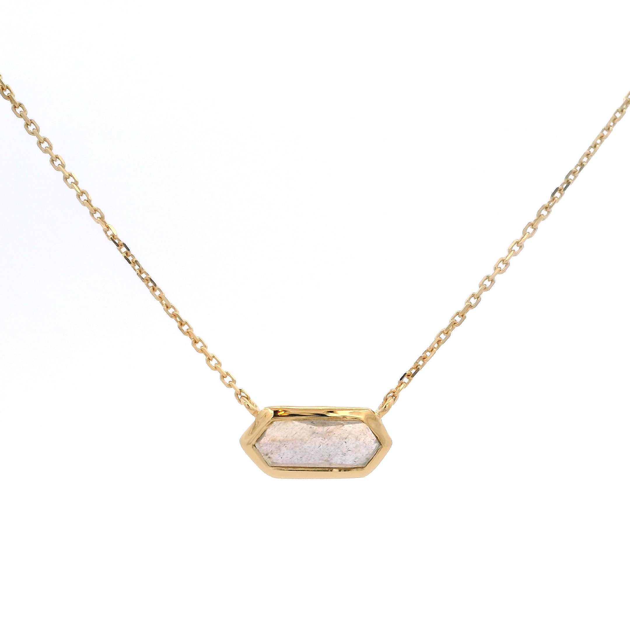 925YG HEXAGONAL LABRADORITE NECKLACE