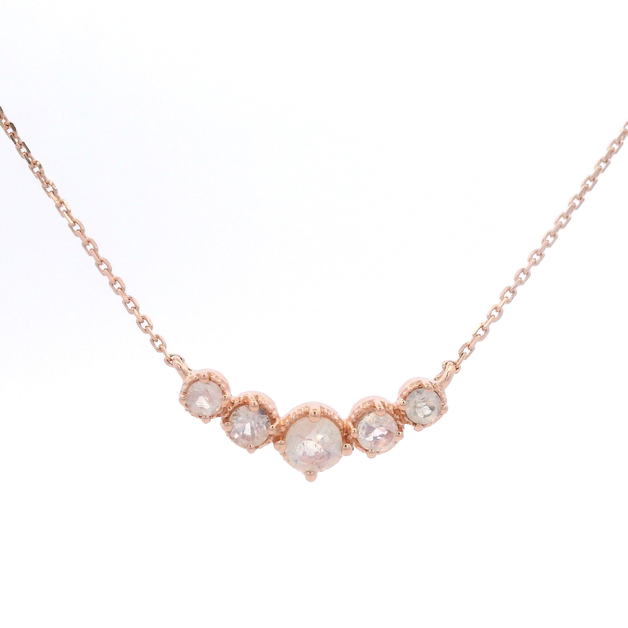 925RG CURV 5 STONE MOOSTONE NECKLACE