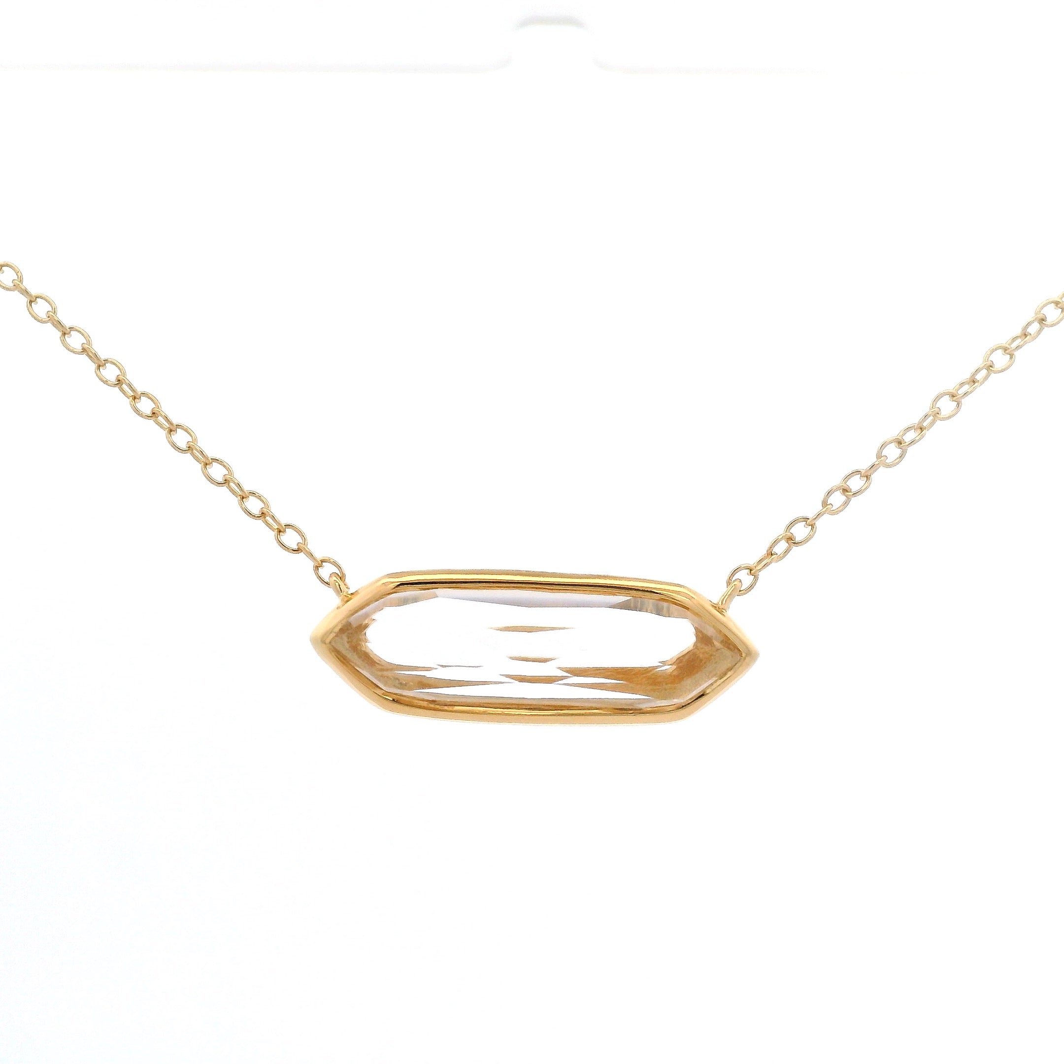 925YG CHUNKY HEXAGONAL ROCK CRYSTAL NECKLACE