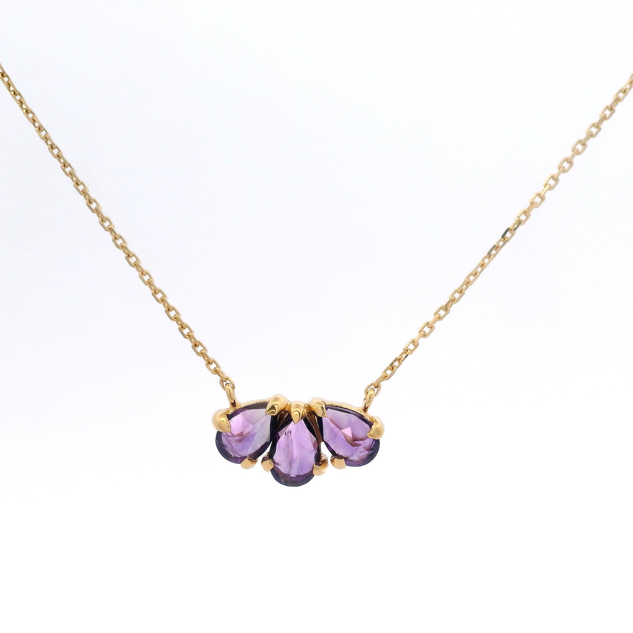 925YG THREE DROP AMEHTYST NECKLACE