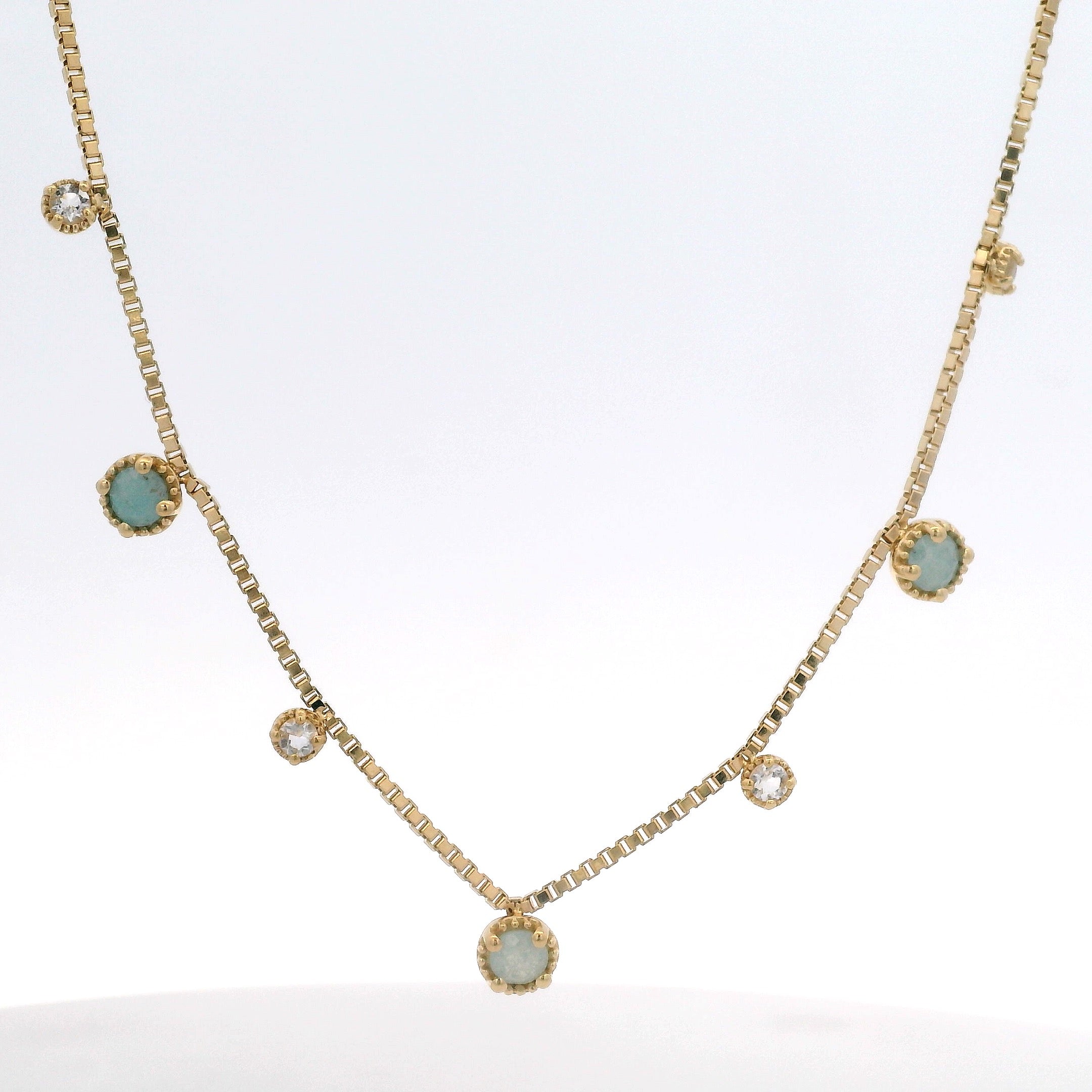 925YG STATION AQUA AND ROCK CRYSTAL NECKLACE