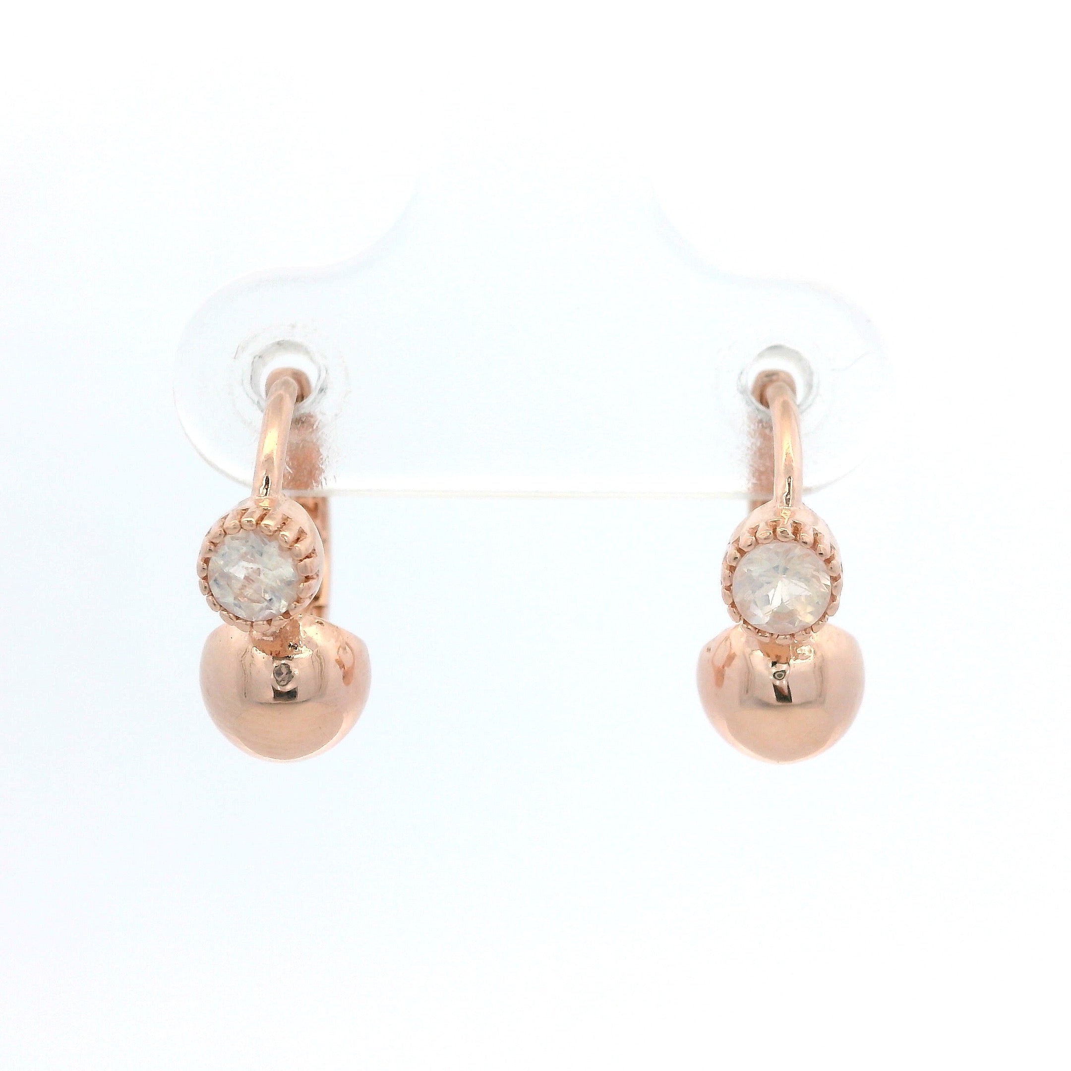 925RG DOME AND MOOSTONE EARRINGS