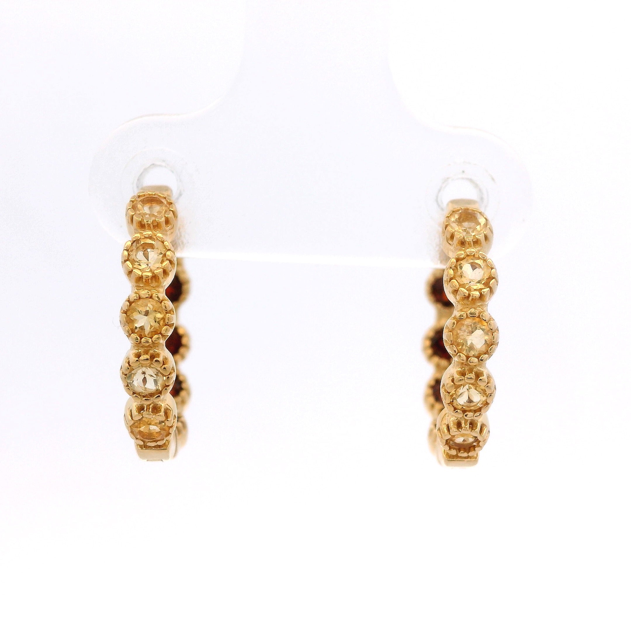 925YG FIVE STONE CITRINE BACK GARNET HUGGIES