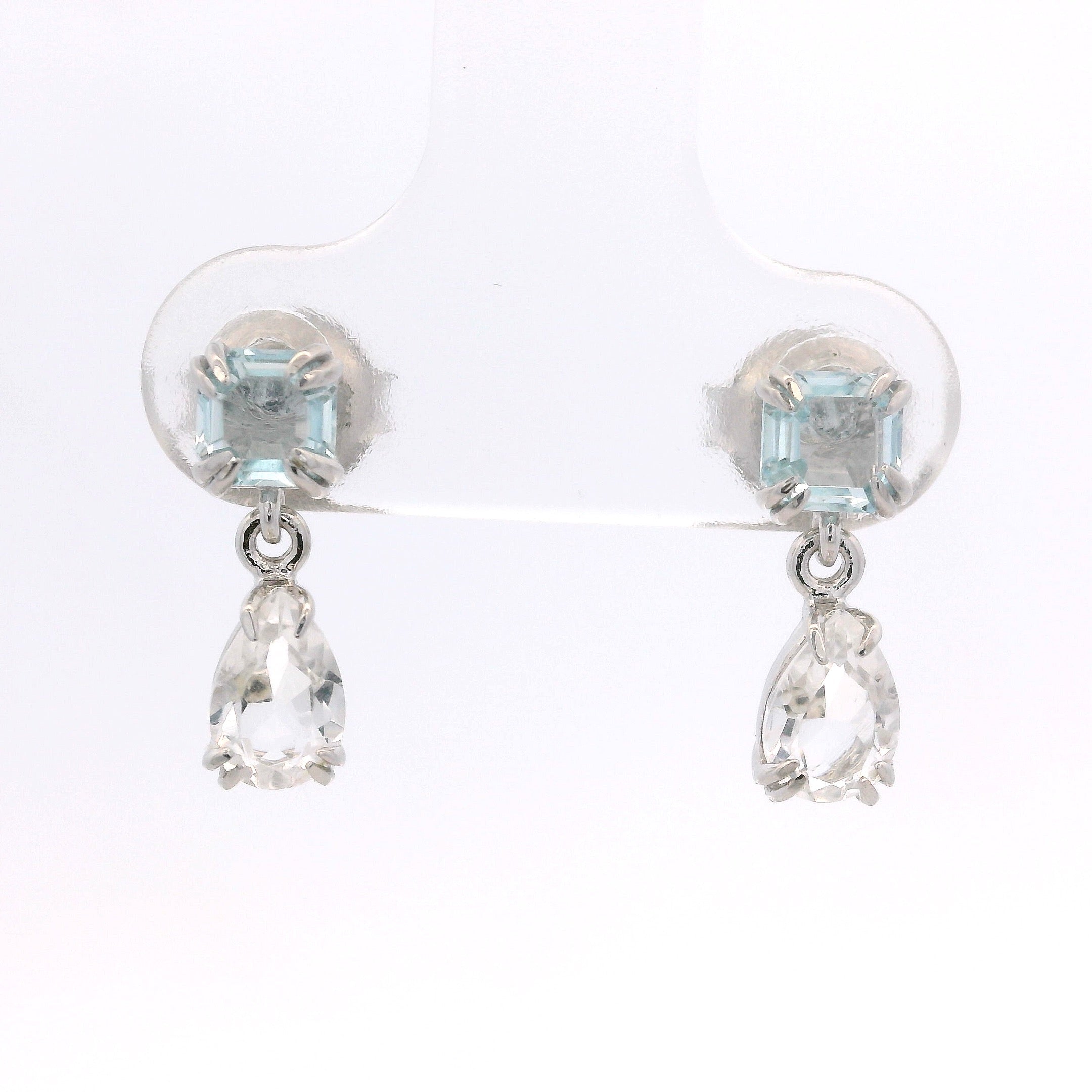 925SL STUD TOPAZ BLUE DROP ROCK CRYSTAL EARRINGS