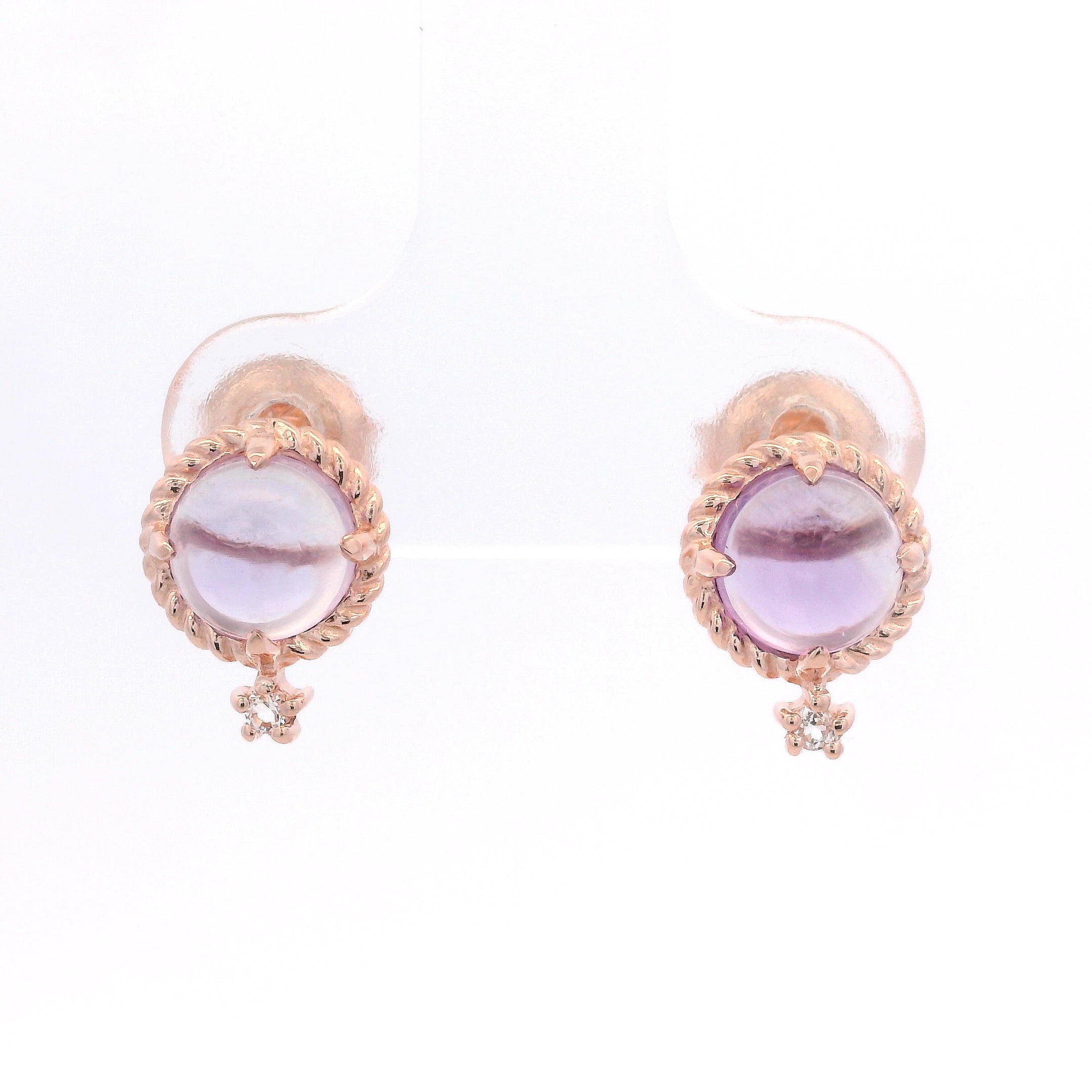 925RG DOME AMETHYST AND TOPAZ WHITE EARRINGS
