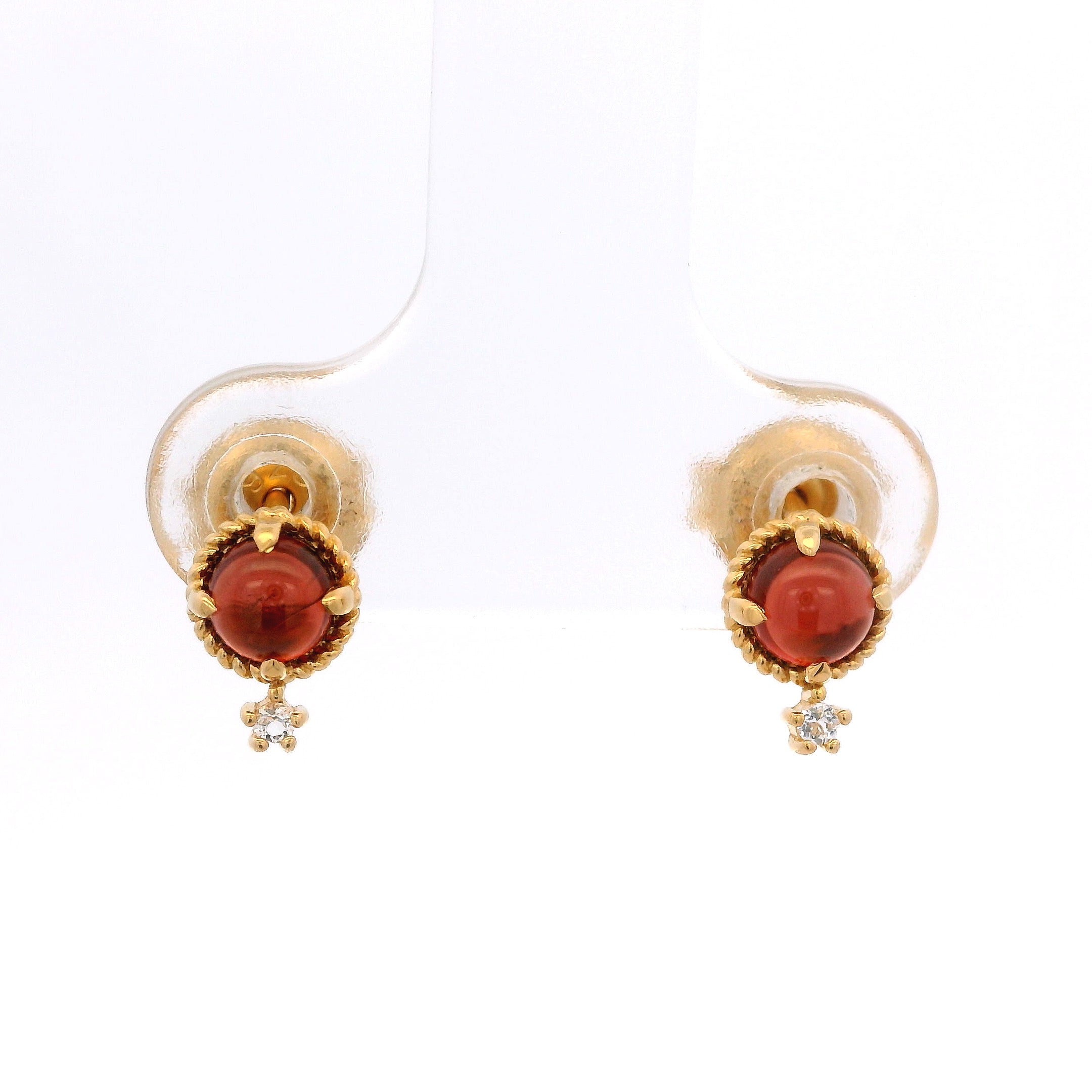 925YG MINI DOME GARNET AND TOPAZ WHITE EARRINGS