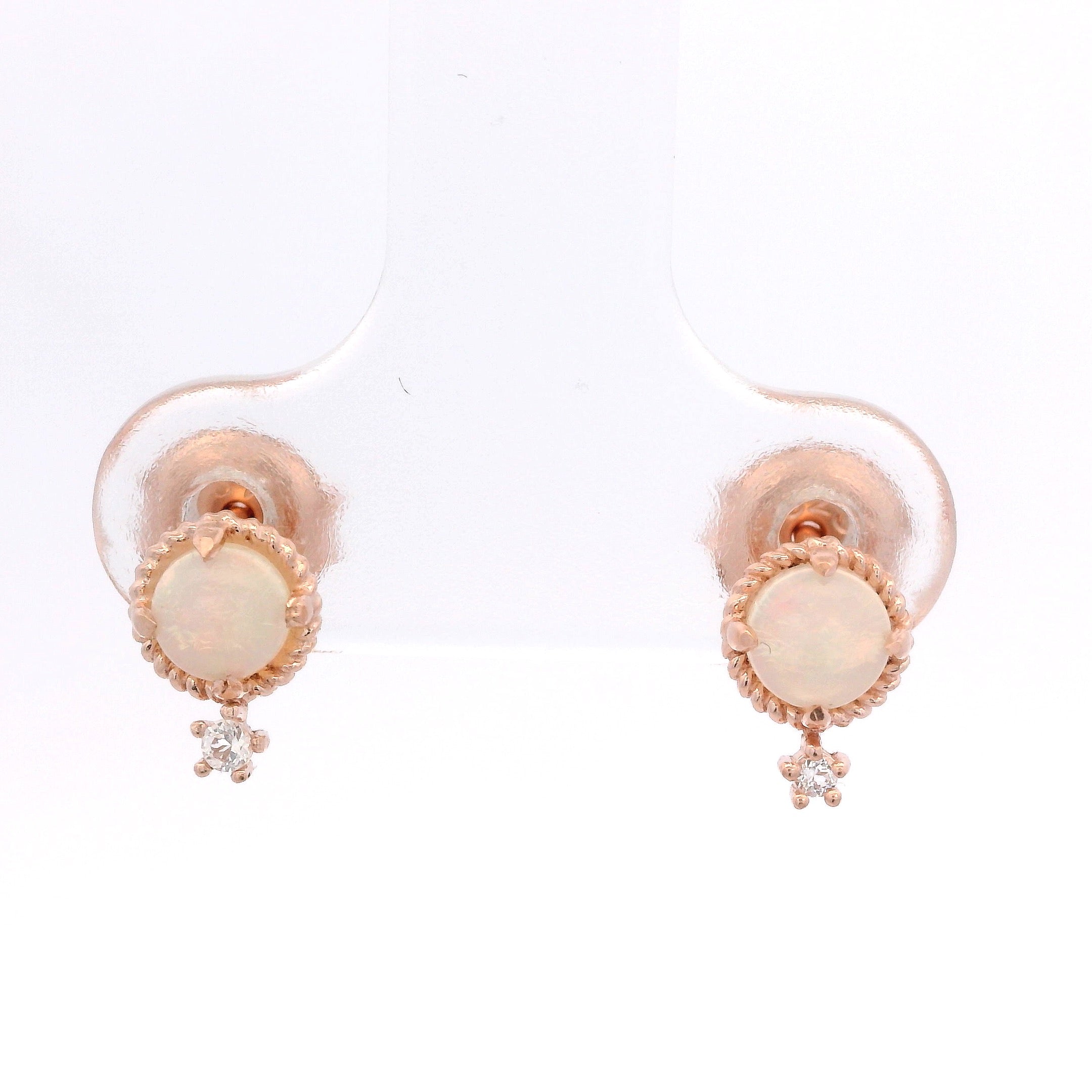 925RG MINI DOME OPAL AND TOPAZ WHITE EARRINGS