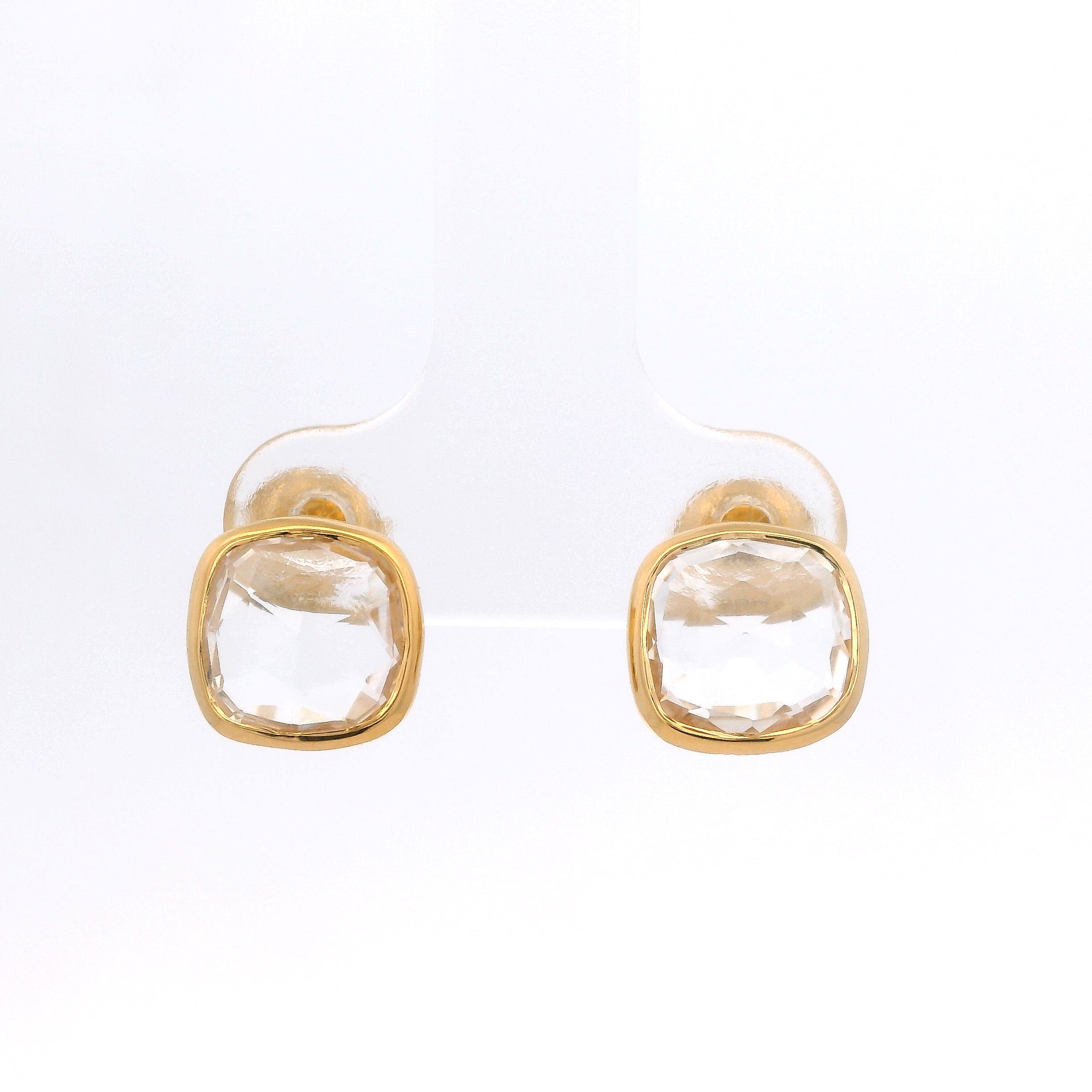 925YG SQUARE ROCK CRYSTAL EARRINGS