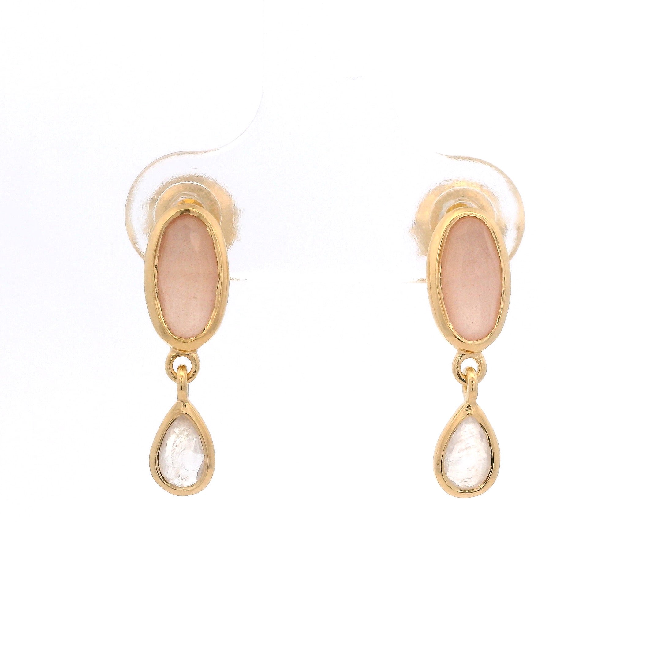 925YG OVAL MOOSTONE PEACH WITH MOOSTONE EARRINGS