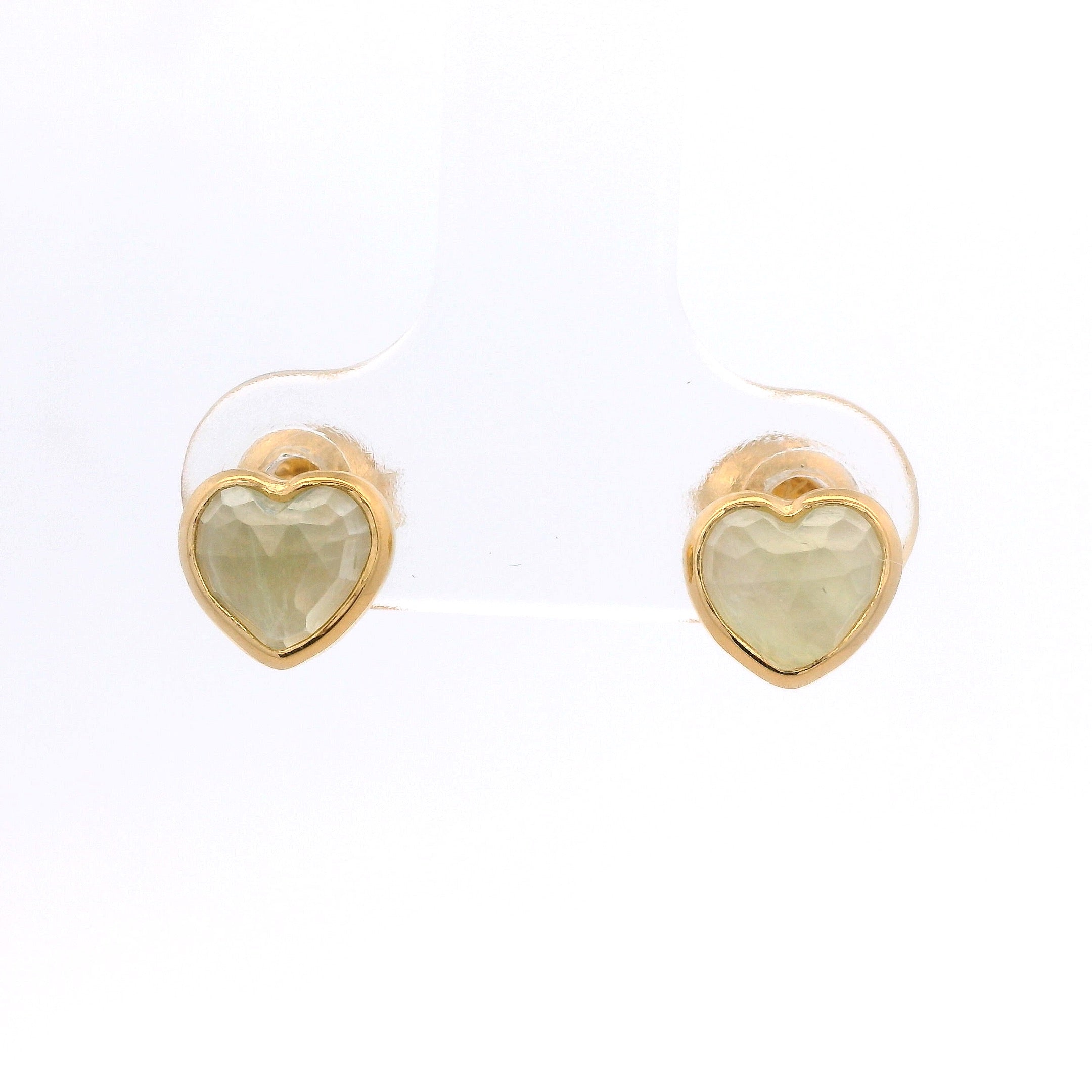 925YG HEART CABUCHON PREHNITE EARRINGS