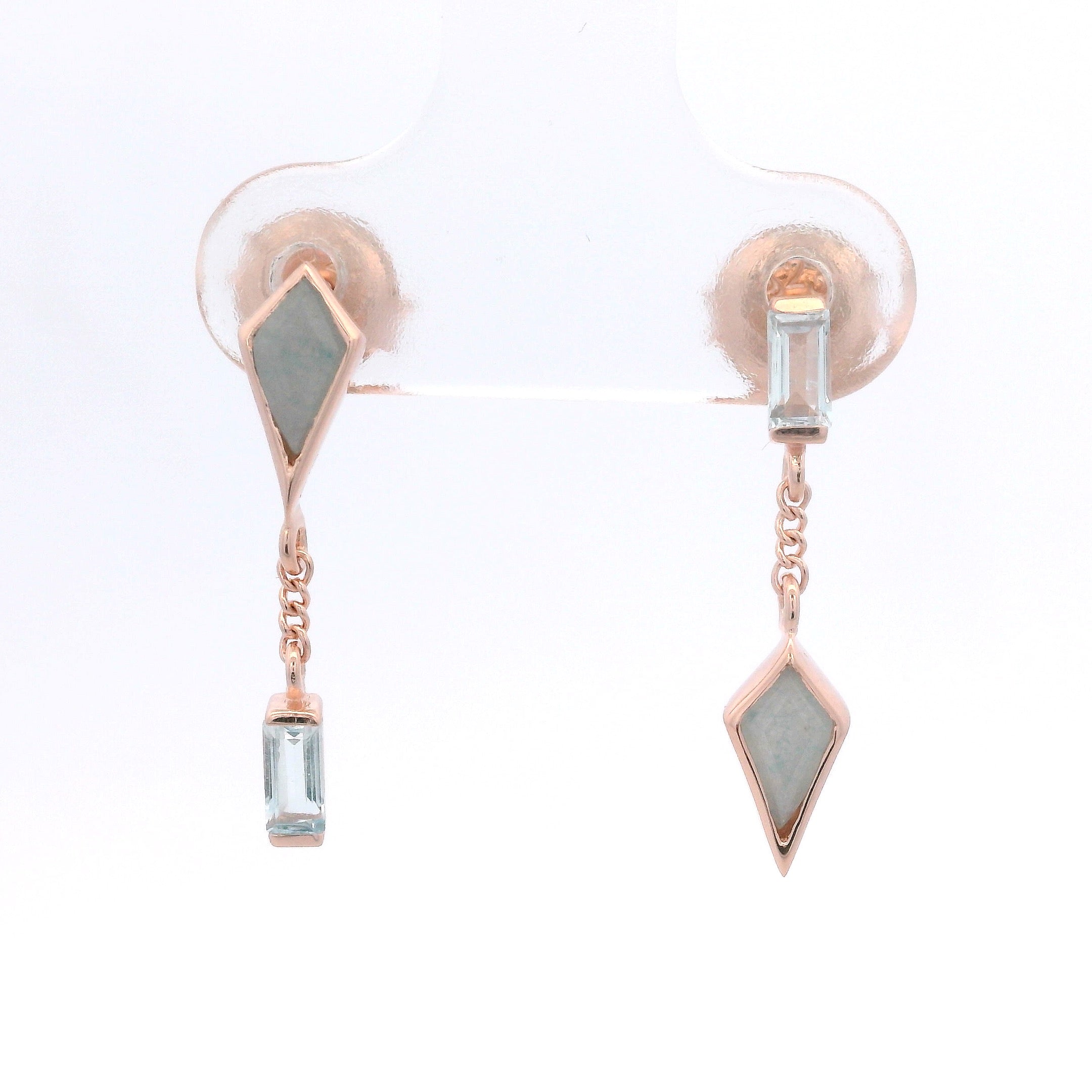 925RG POINT AQUA BAR TOPAZ BLUE EARRINGS