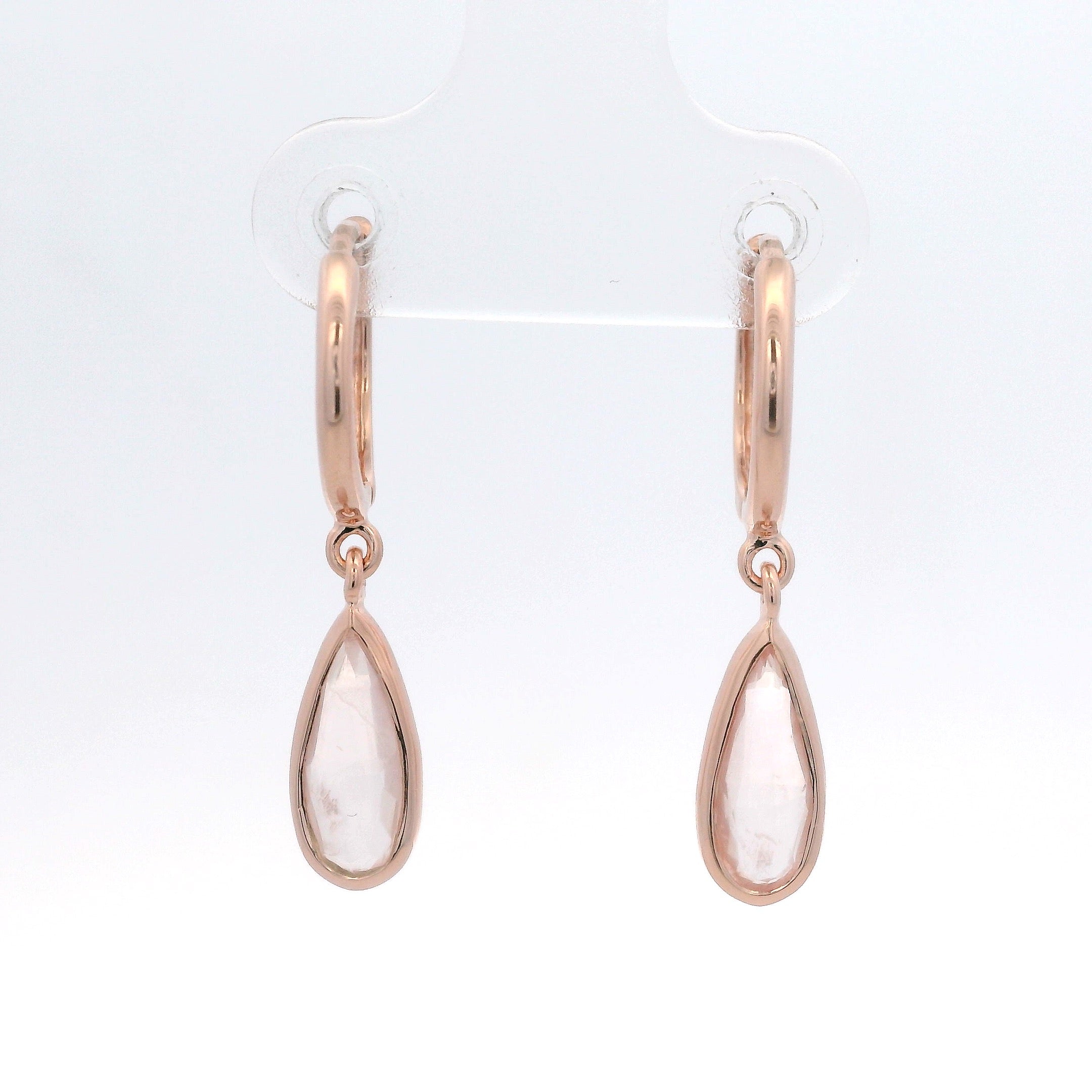 925RG DROP BEZEL ROSE QUARTZ HUGGIES