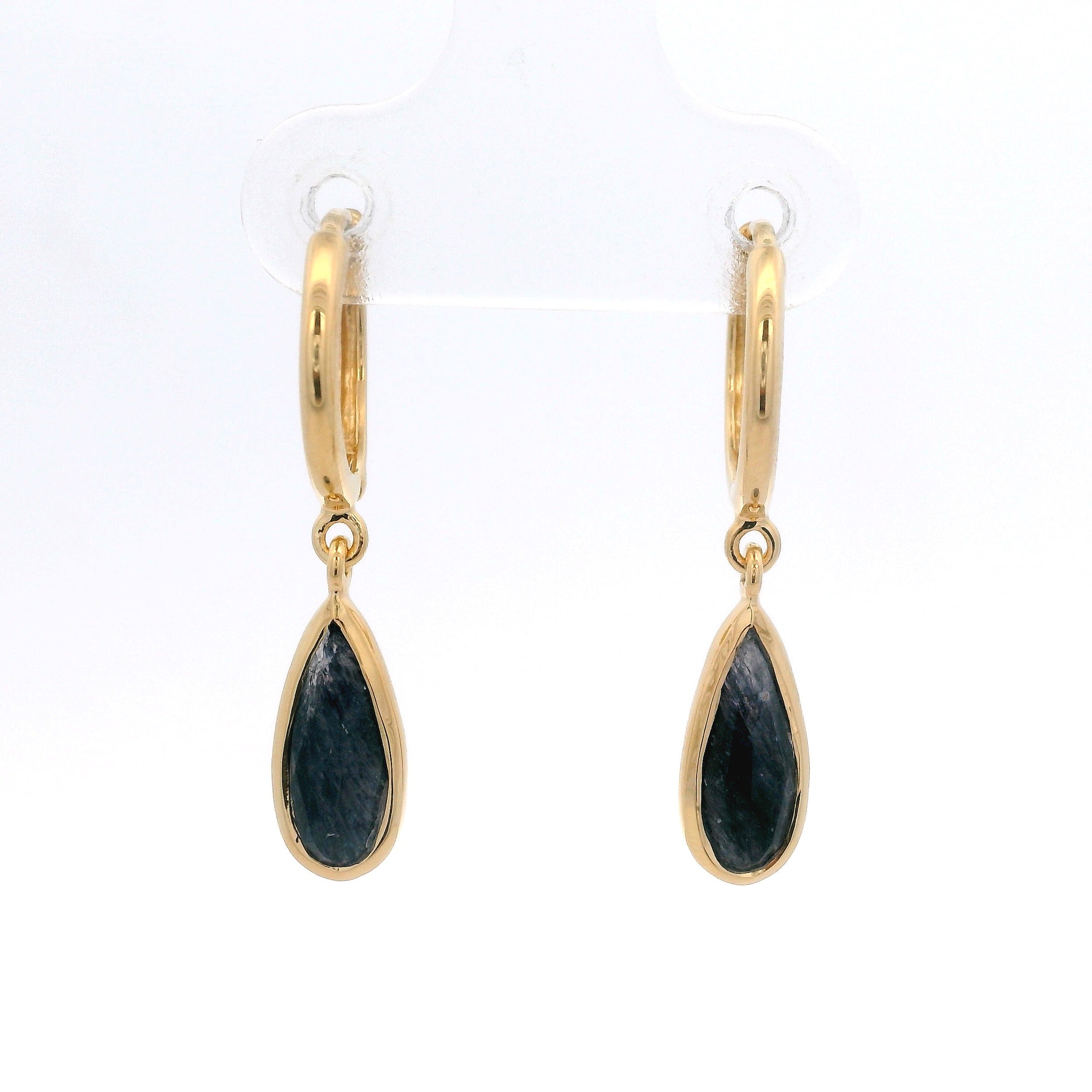 925YG DROP BEZEL AGATE BLUE HUGGIES