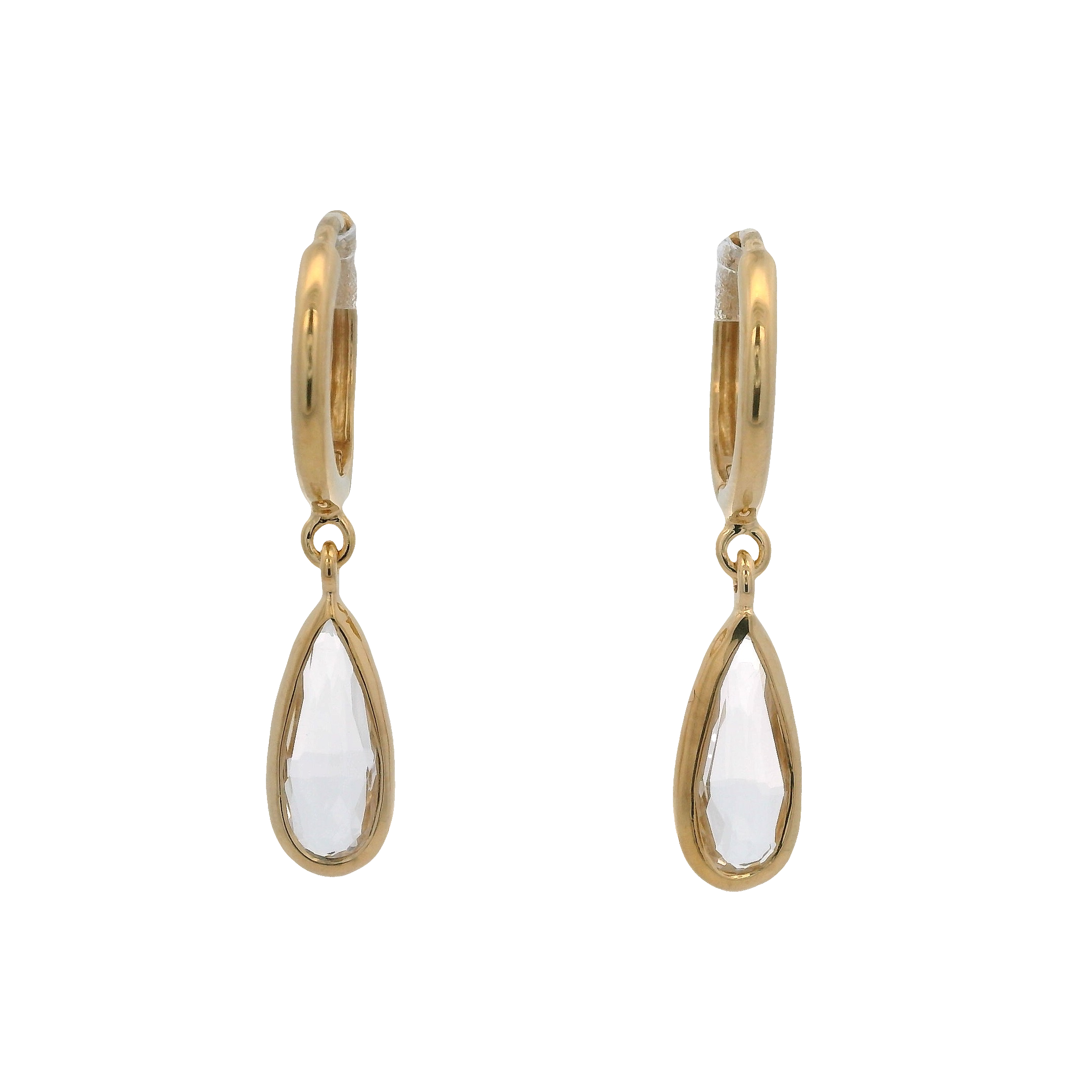 925YG DROP BEZEL ROCK CRYSTAL HUGGIES