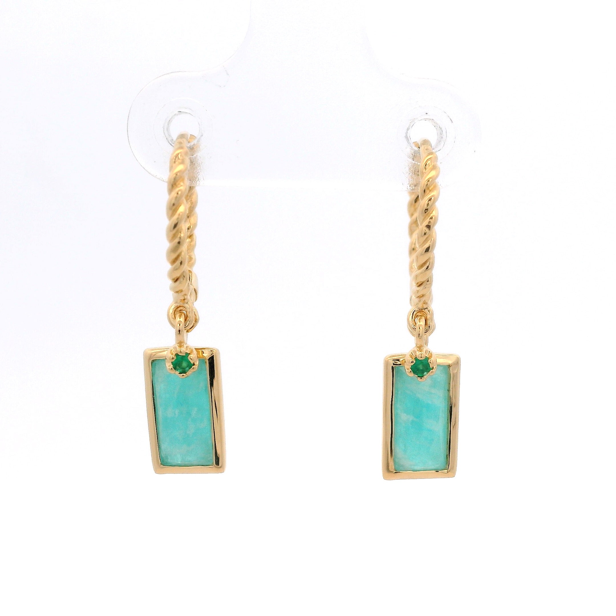 925YG RECTANGULO AMAZONITE GILT HUGGIES