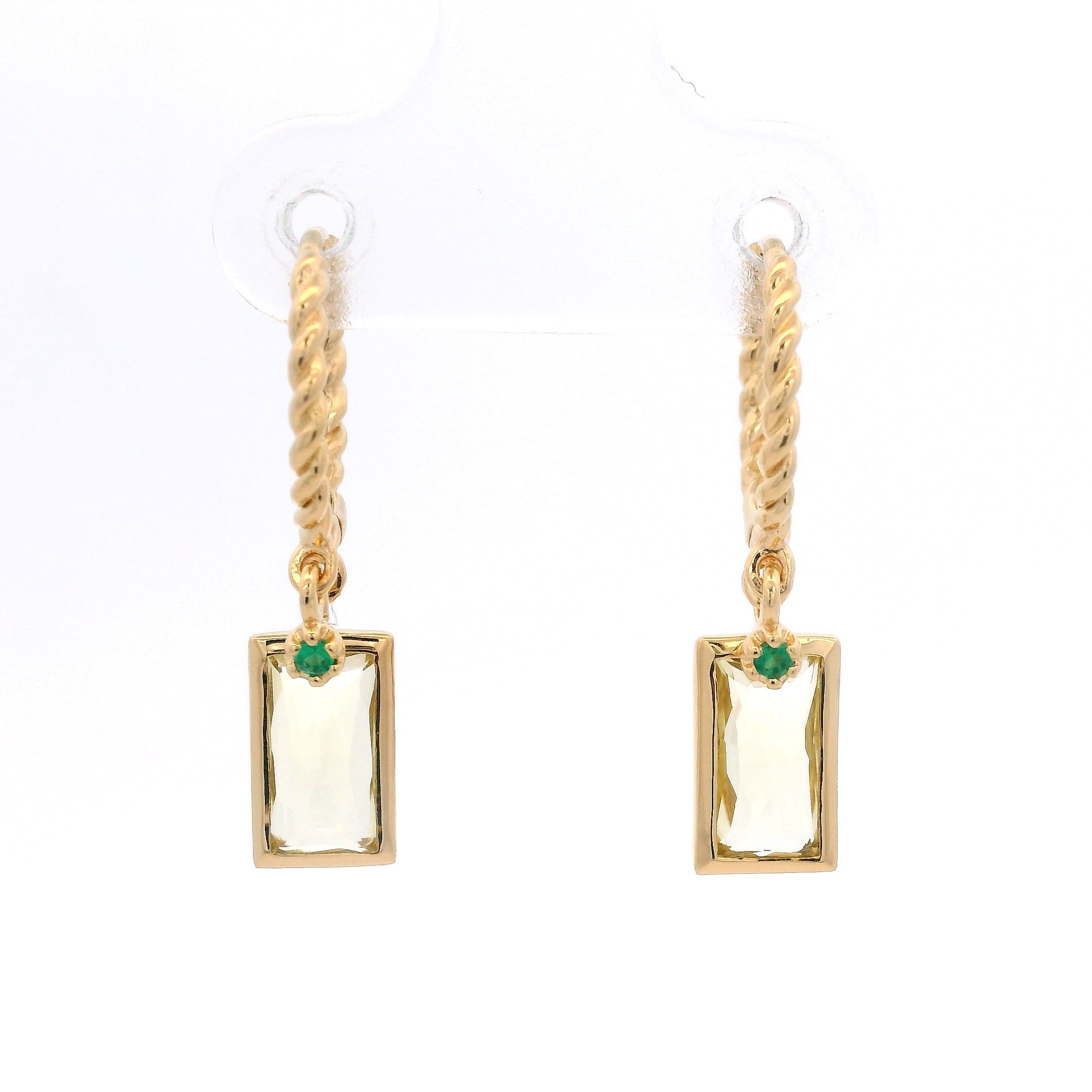 925YG RECTANGULO LEMON QUARTZ GILT HUGGIES