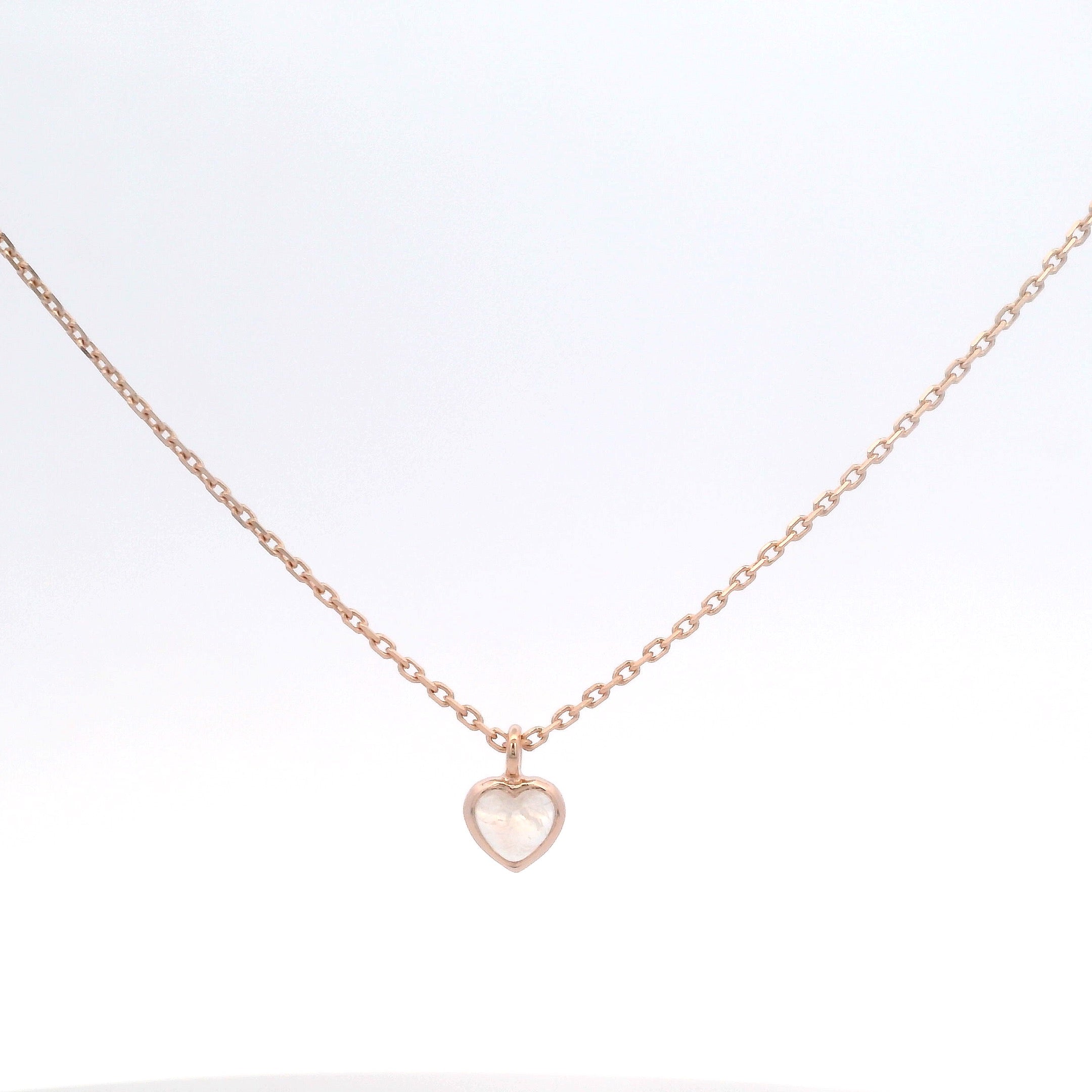 925RG MINI BEZEL HEART MOOSTONE NECKLACE