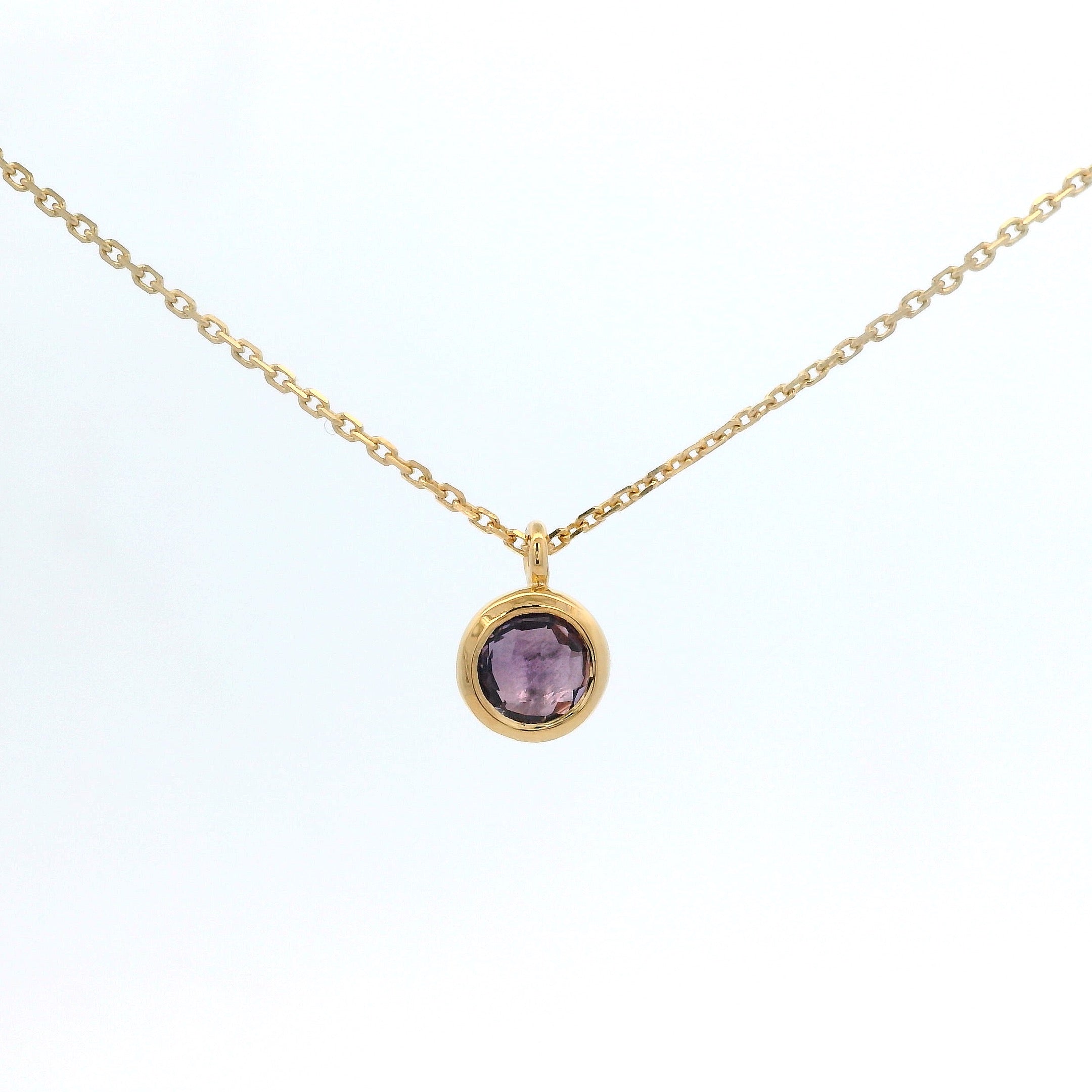 925YG BEZEL AMETHYST SOLITARY NECKLACE
