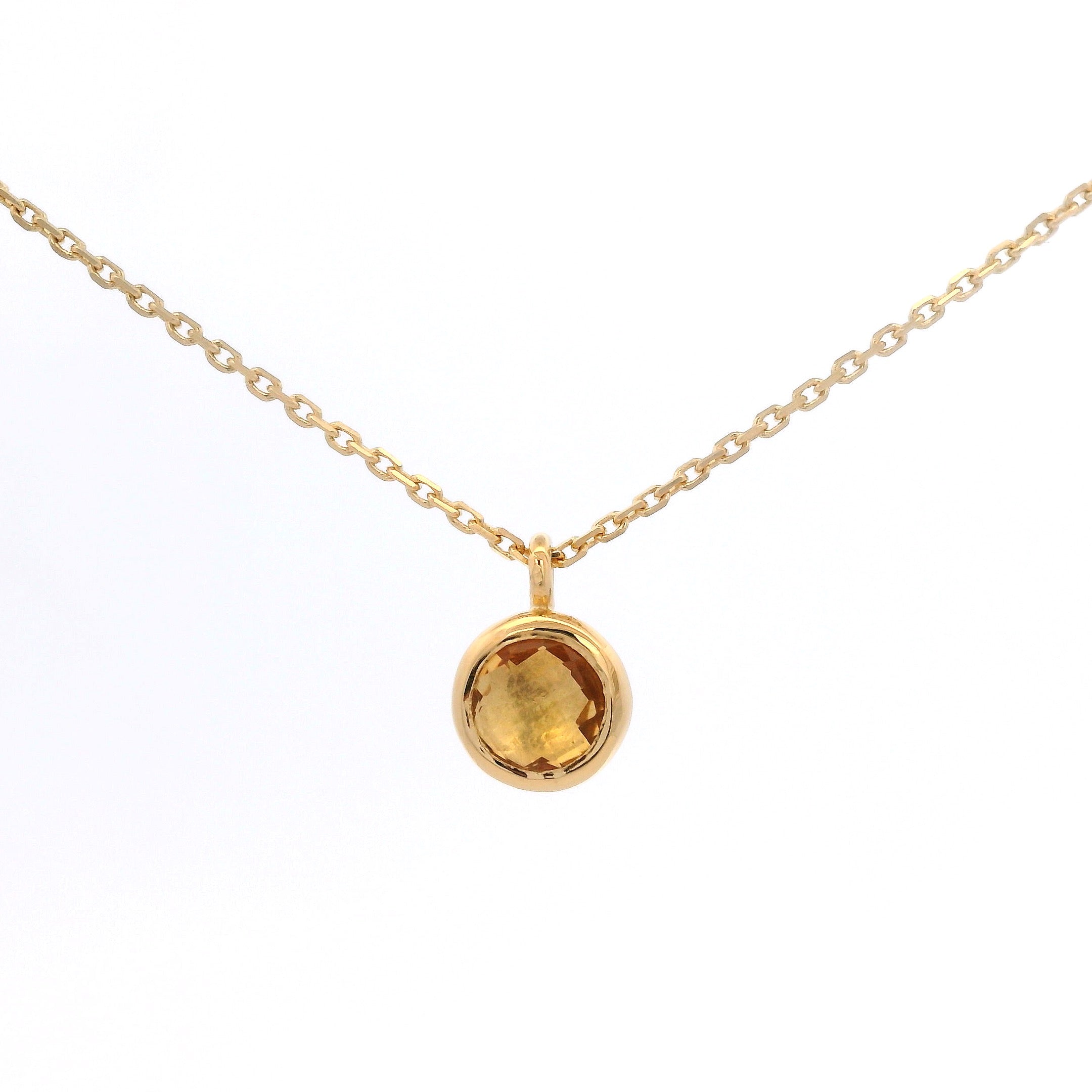 925YG BEZEL CITRINE SOLITARY NECKLACE