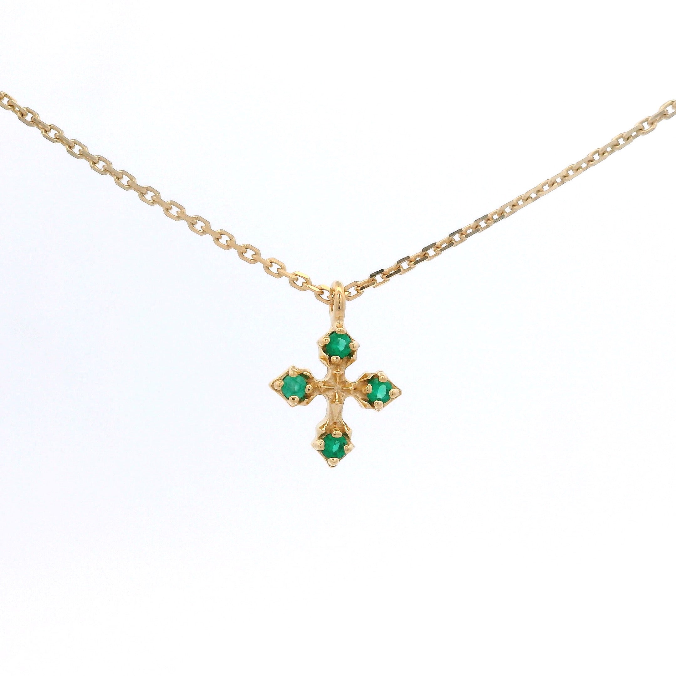 925YG MINI CROSS WITH ONYX GREEN NECKLACE