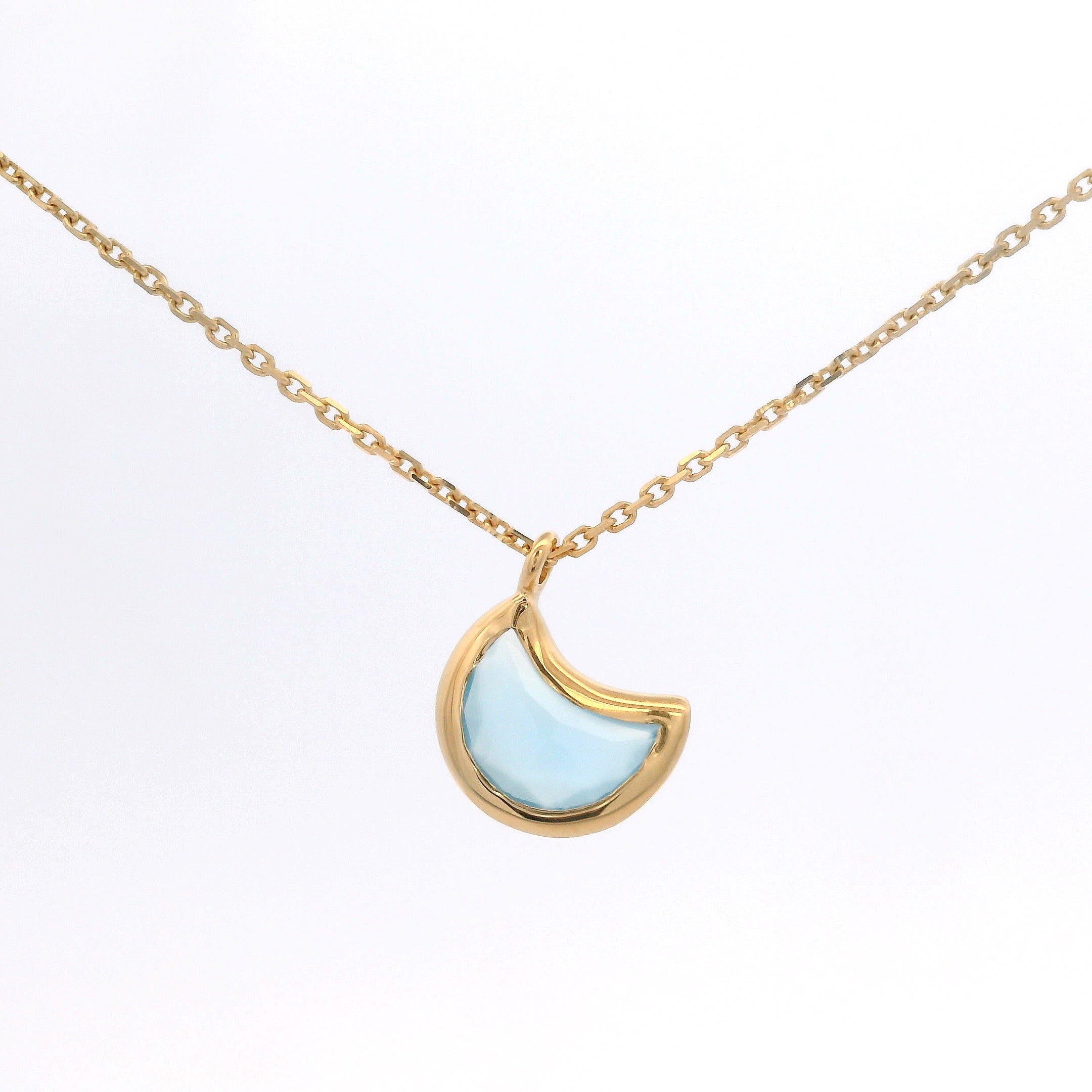 925YG MOON BEZEL CHALCEDONY NECKLACE