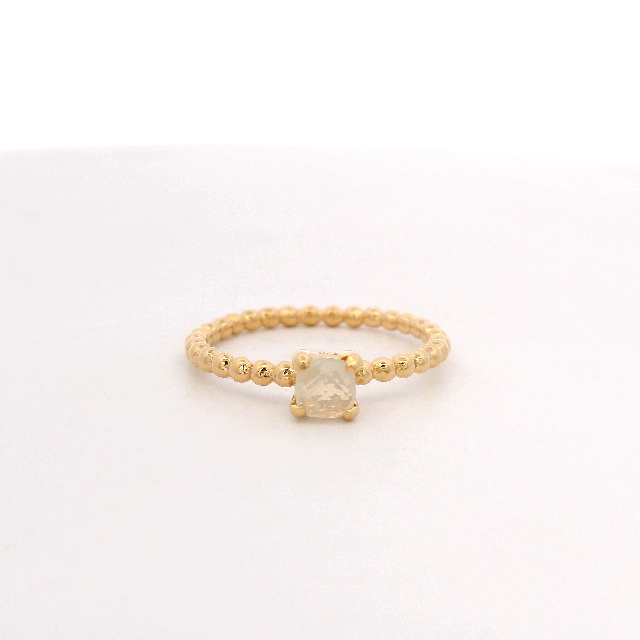 925YG BEANDS ETHIOPIAN OPAL SOLITARY RING T6.5