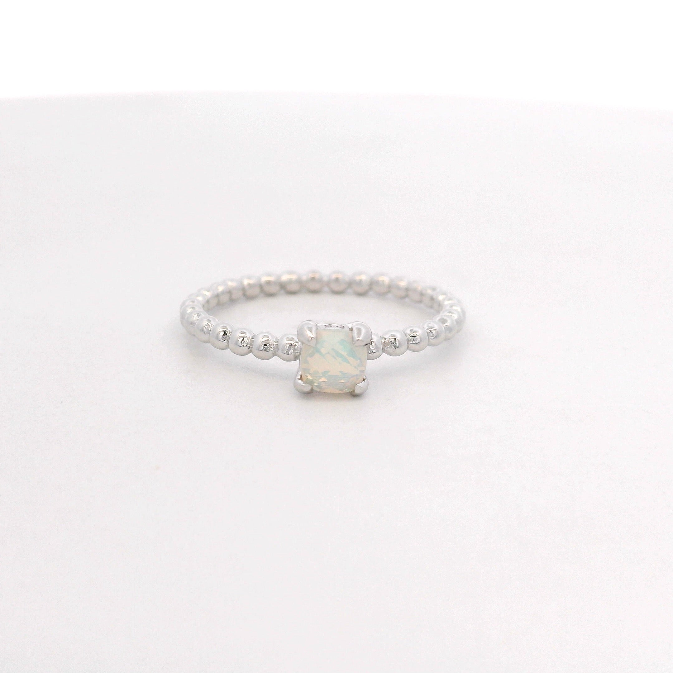 925SL BEANDS ETHIOPIAN OPAL SOLITARY RING T6.5