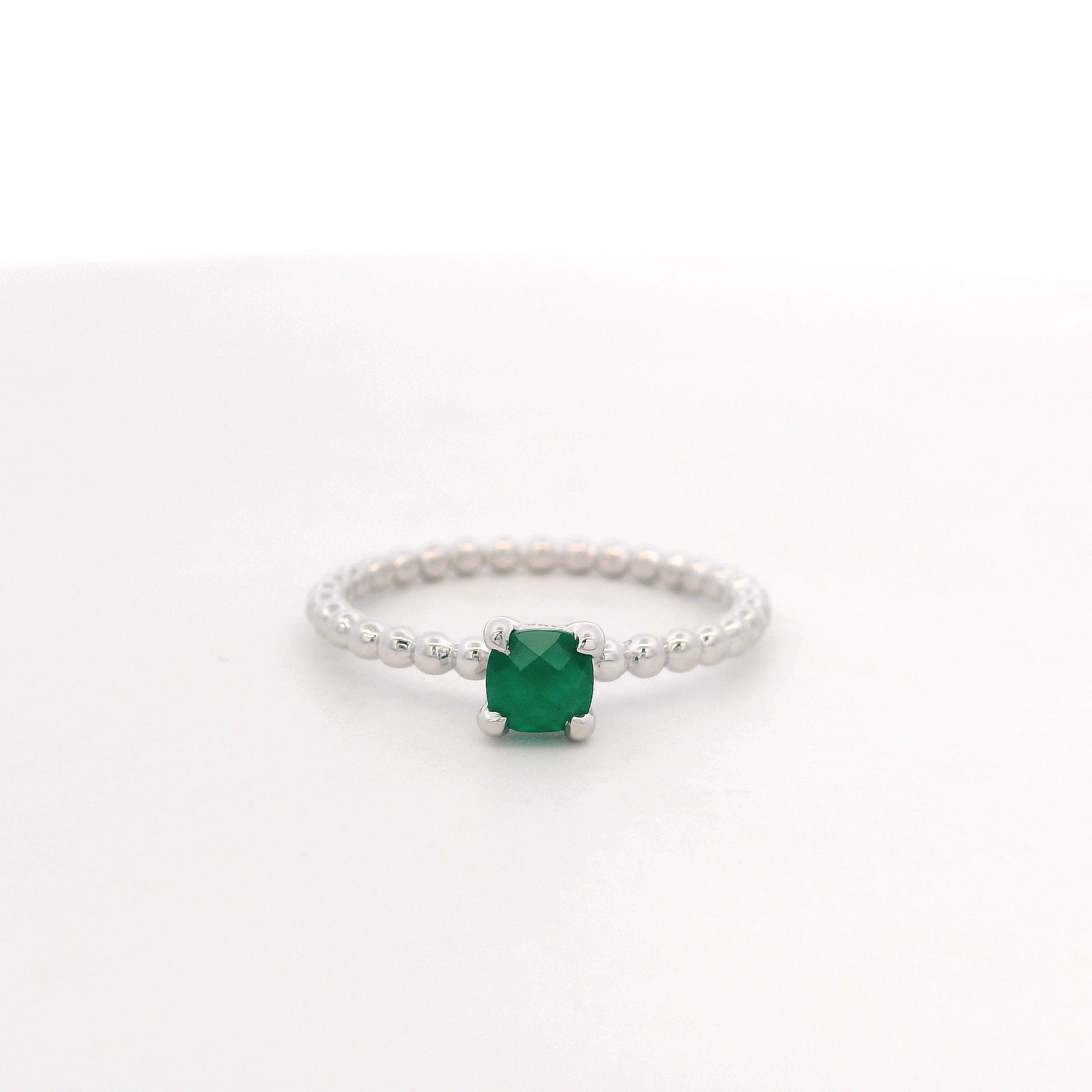 925SL BEANDS ONYX GREEN SOLITARY RING T6.5