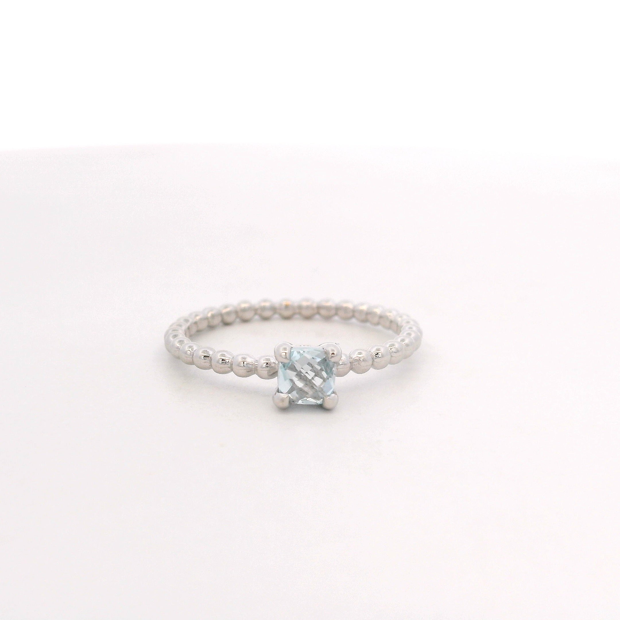 925SL BEANDS TOPAZ BLUE SOLITARY RING T6.5