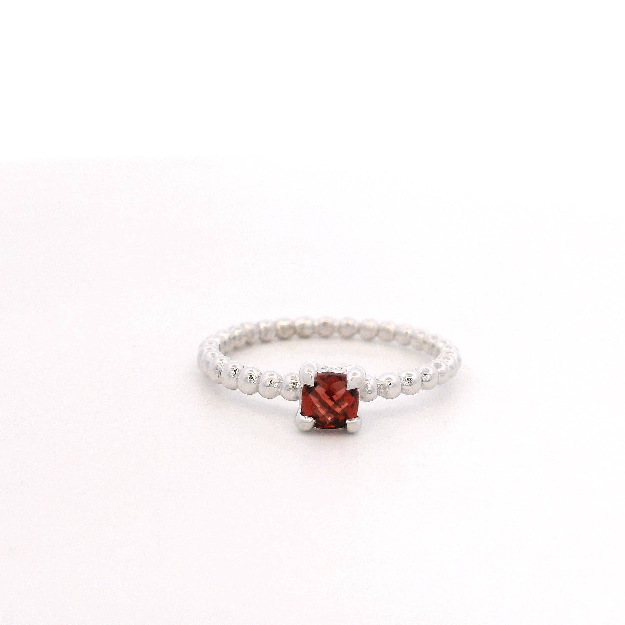 925SL BEANDS GARNET SOLITARY RING T6.5