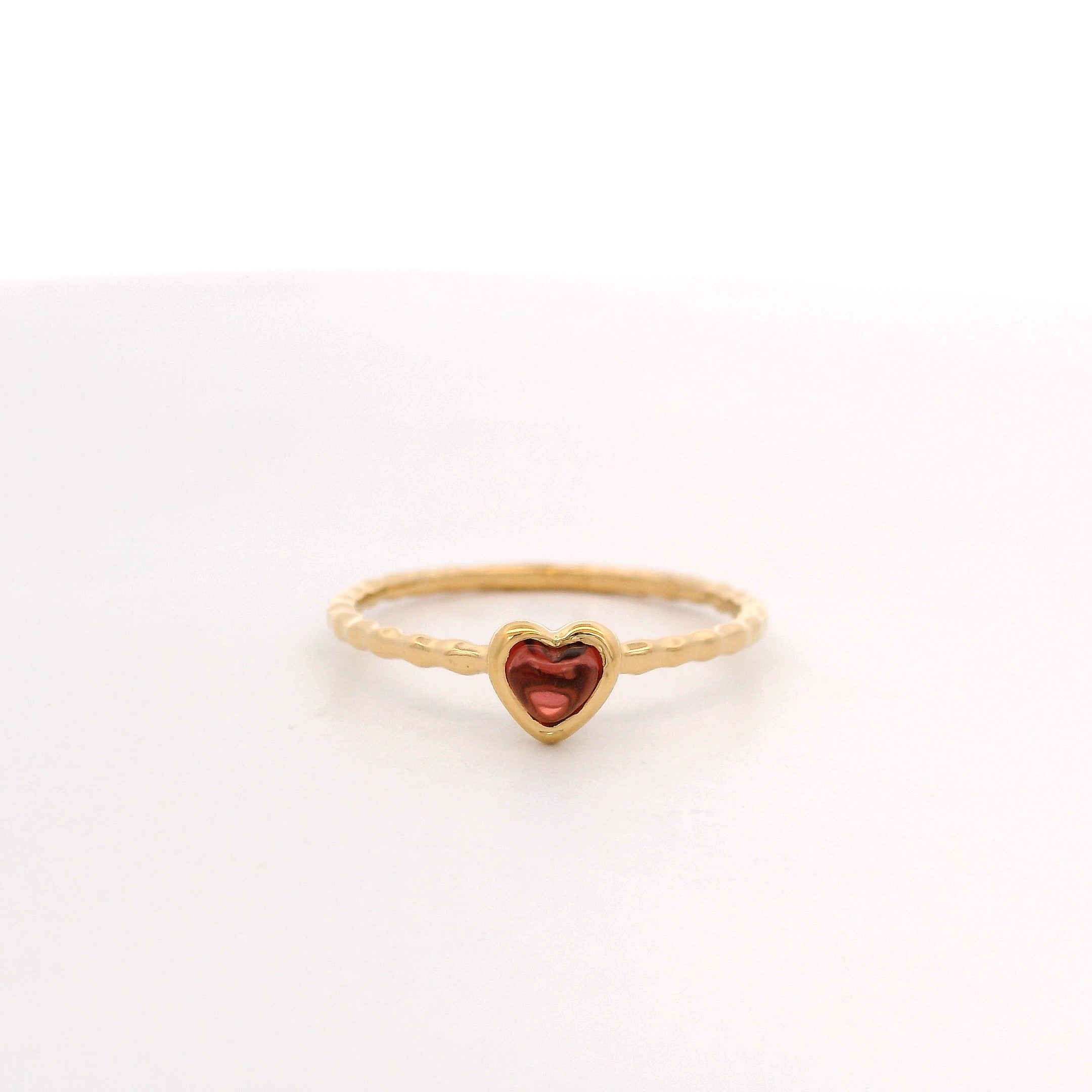 925YG MINI BEZEL HEART GARNET RING T6.5
