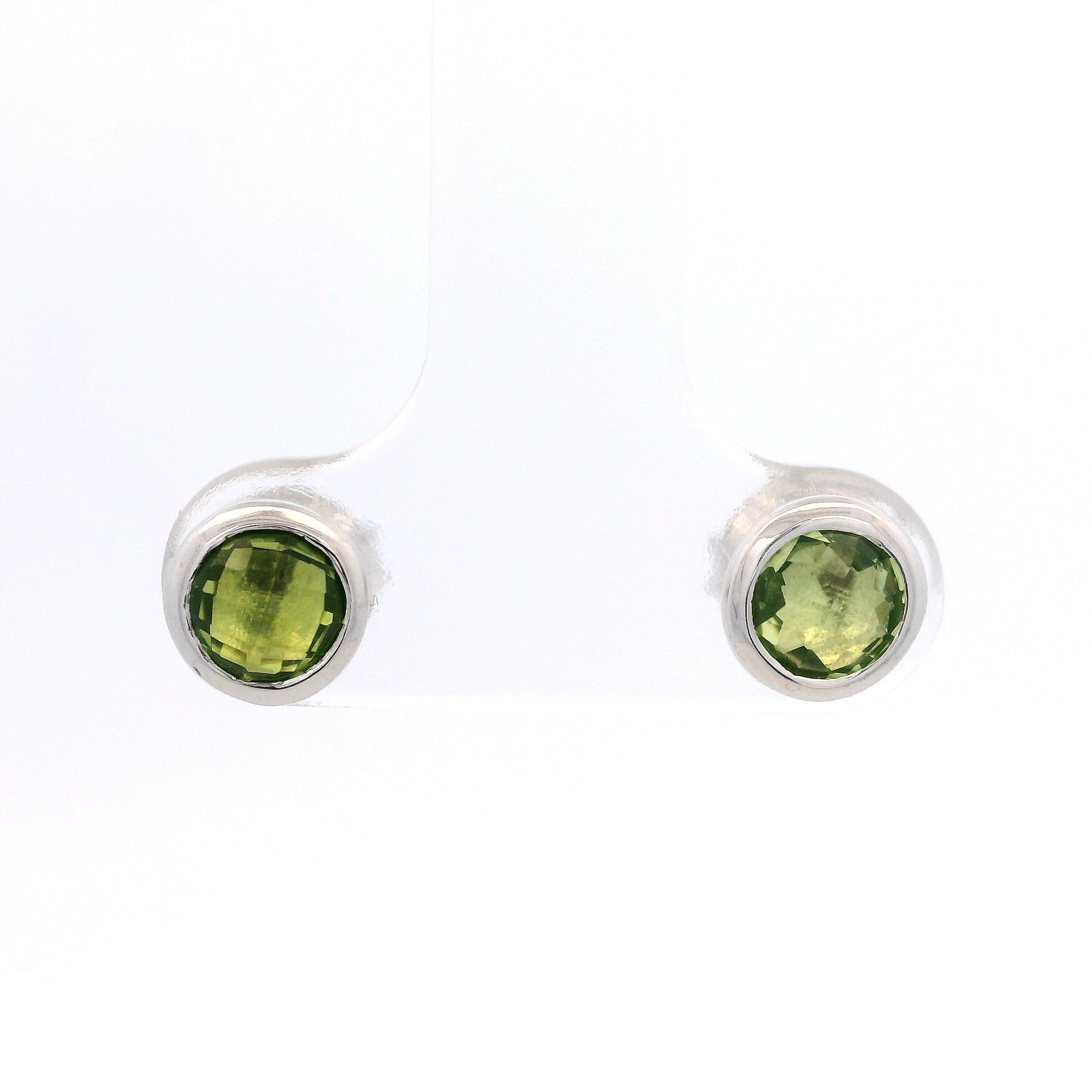 925SL BEZEL PERIDOT SOLITARY EARRINGS