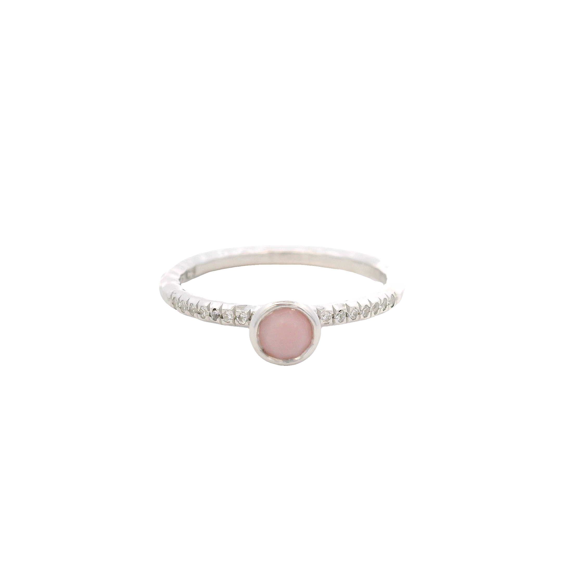 925SL BEZEL OPAL PINK AND CZ RING T6.5