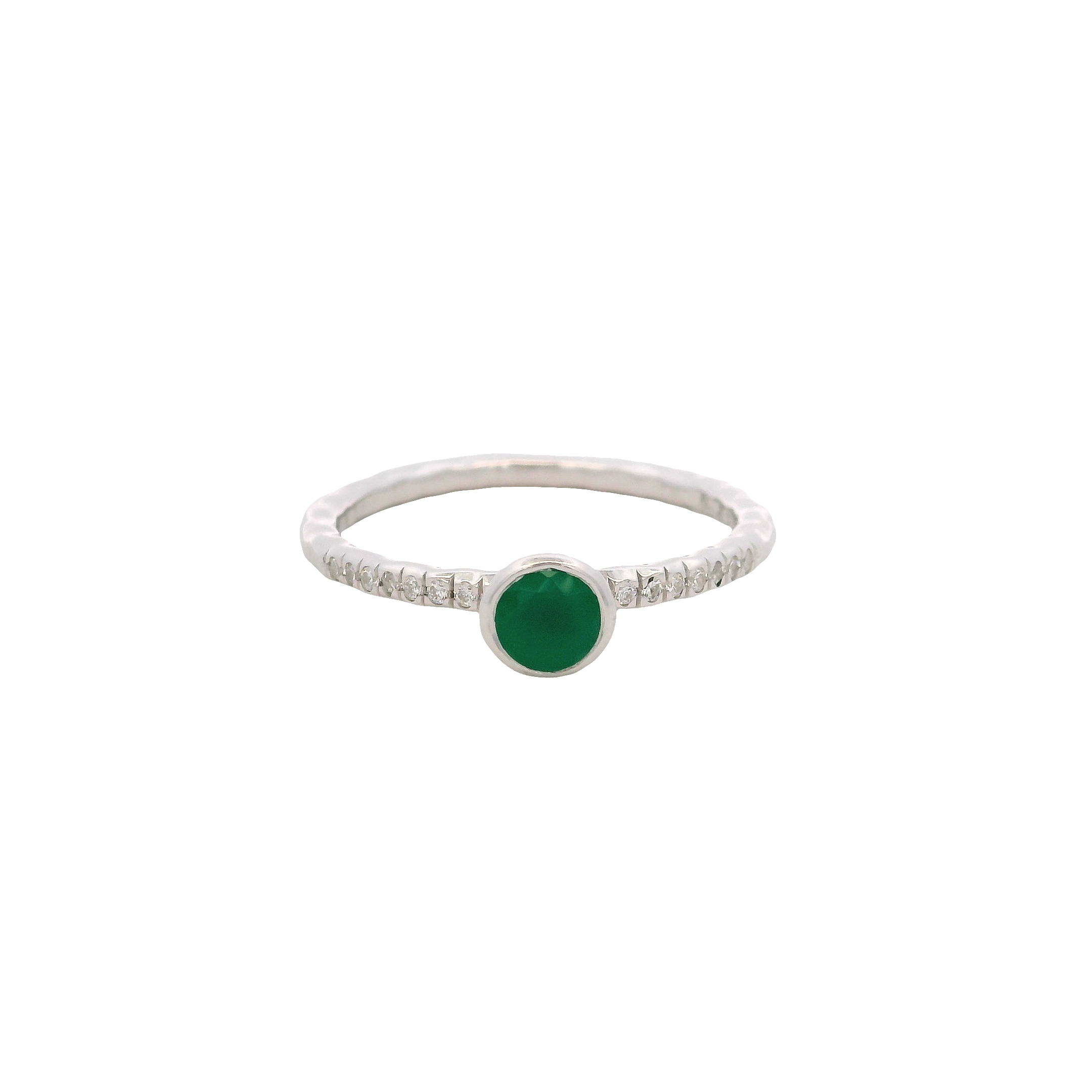 925SL BEZEL ONYX GREEN AND CZ RING T6.5