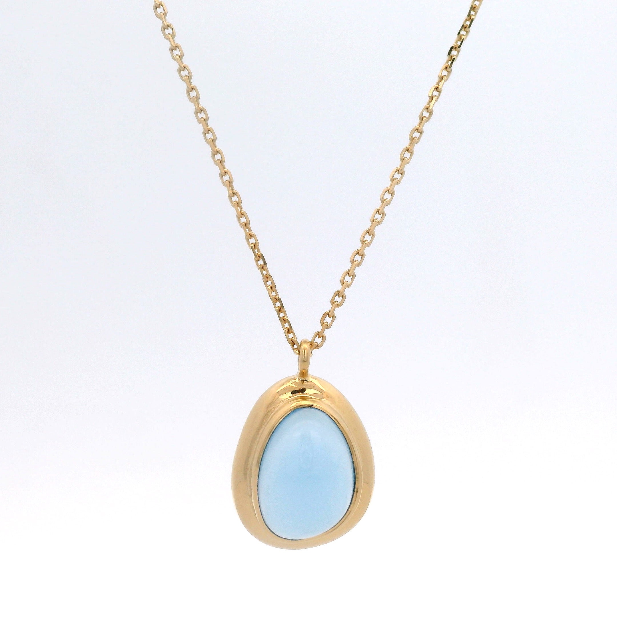 925YG CHUNKY DROP CHALCEDONY BLUE NECKLACE