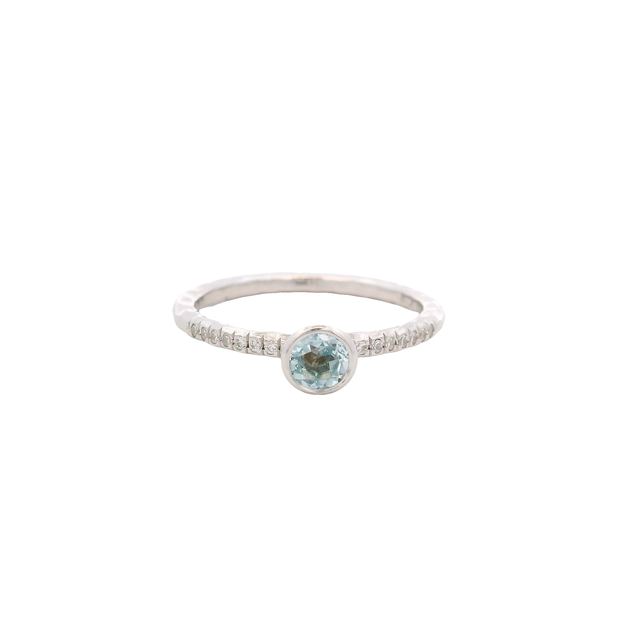925SL BEZEL TOPAZ BLUE AND CZ RING T6.5