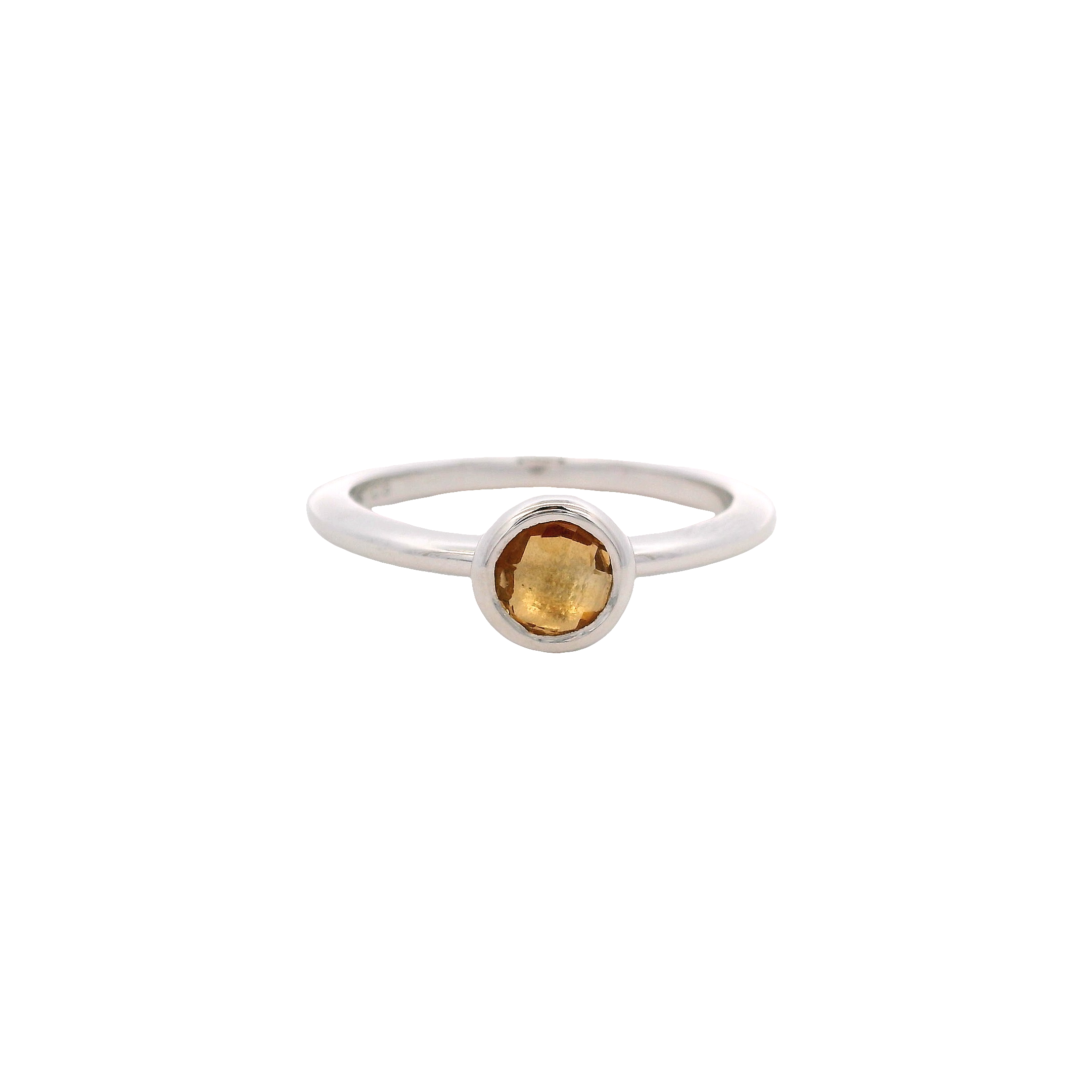 925SL BEZEL CITRINE SOLITARY RING T6.5