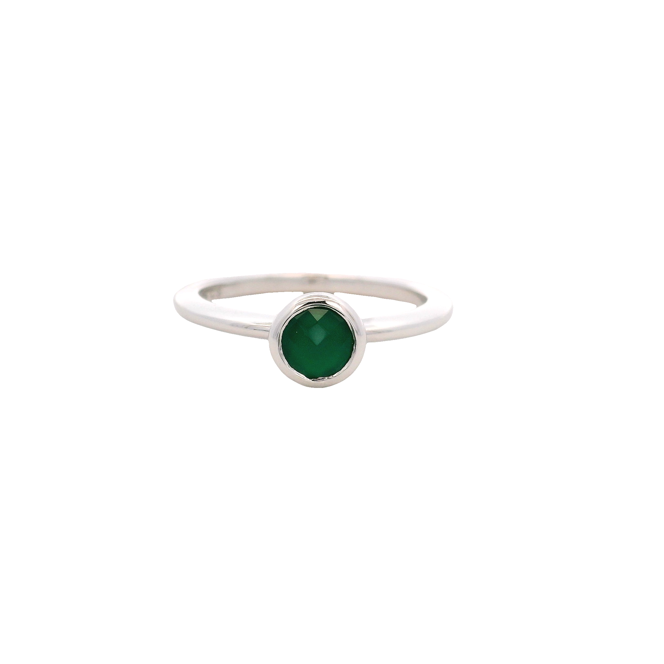 925SL BEZEL ONYX GREEN SOLITARY RING T6.5