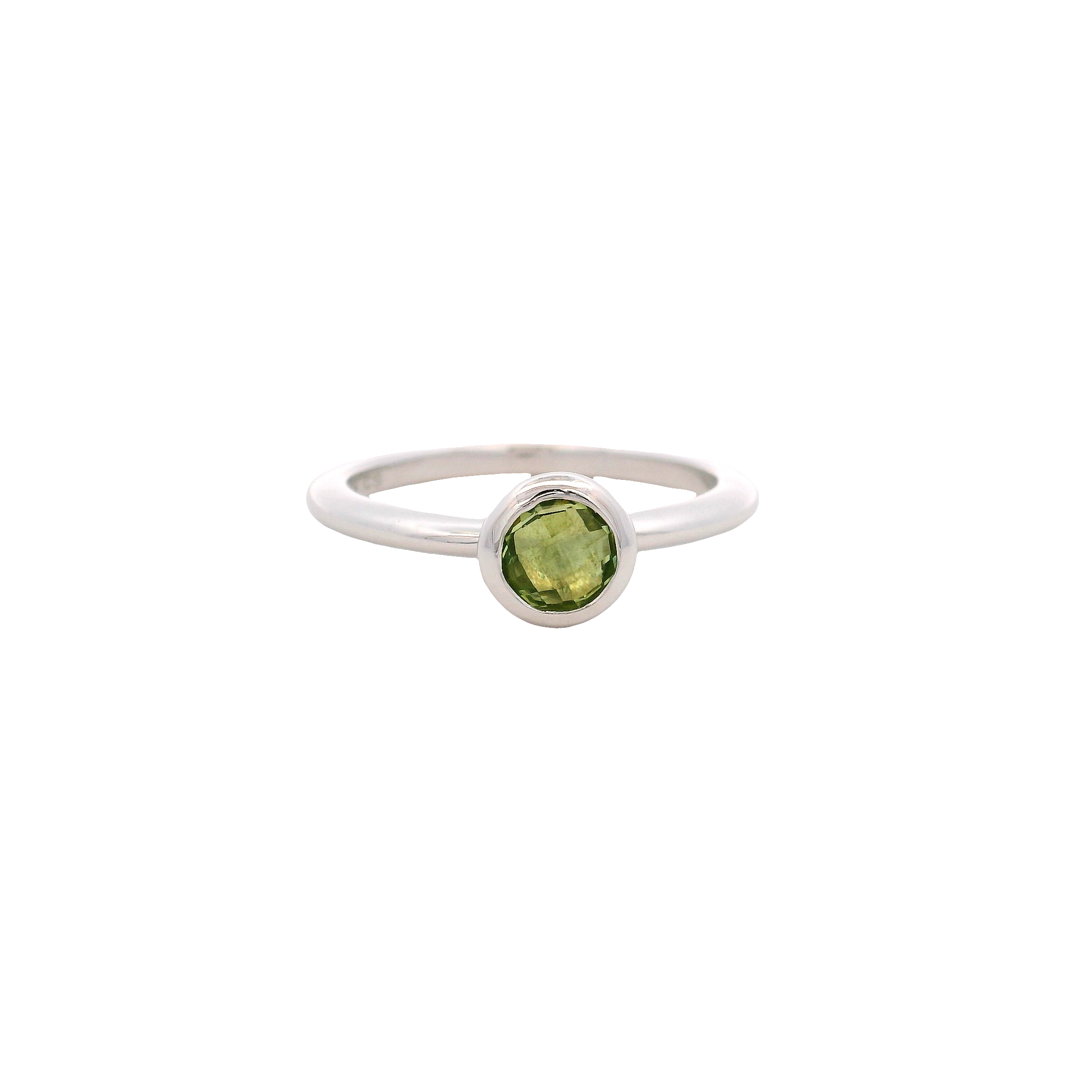 925SL BEZEL PERIDOT SOLITARY RING T6.5