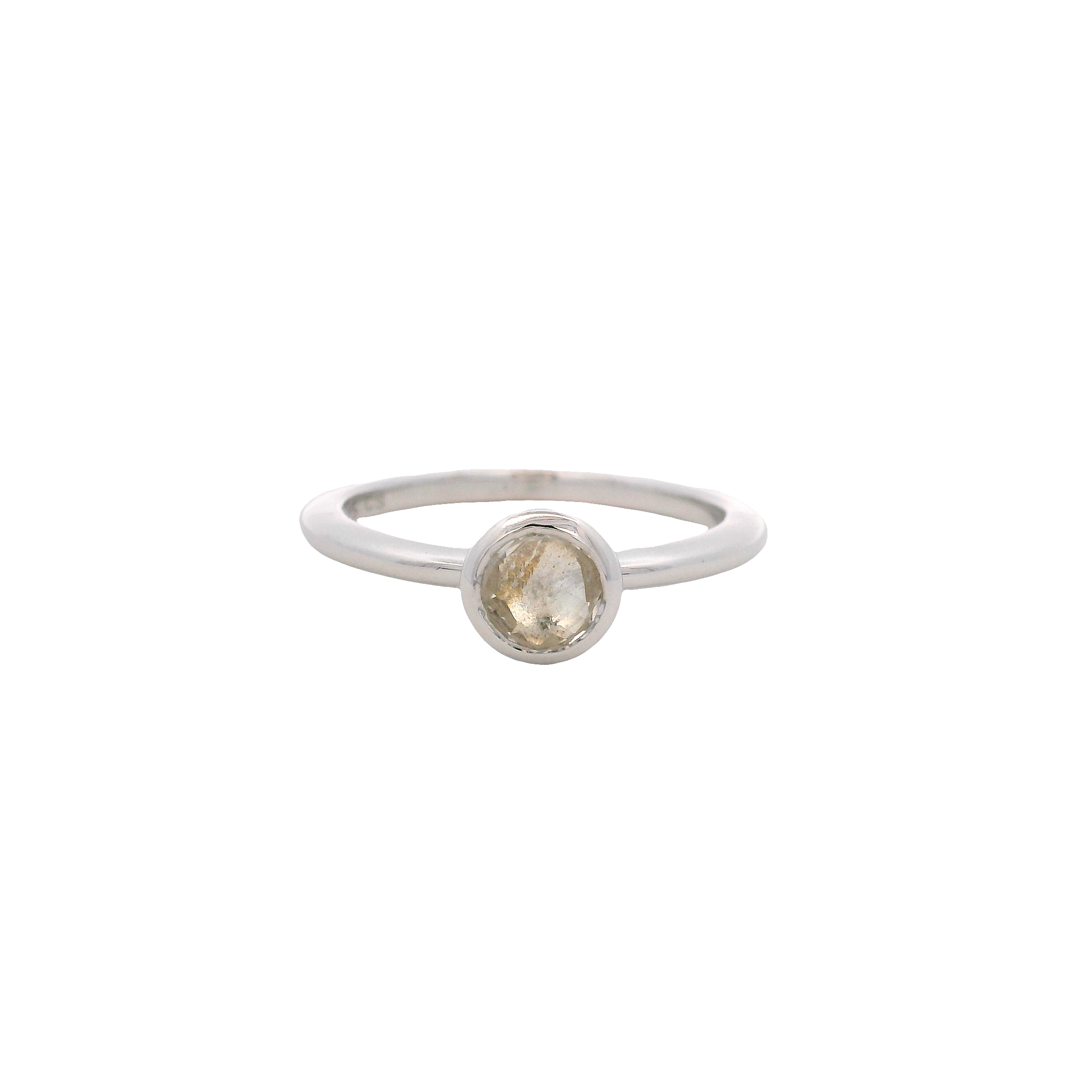 925SL BEZEL ROCK CRYSTAL SOLITARY RING T6.5