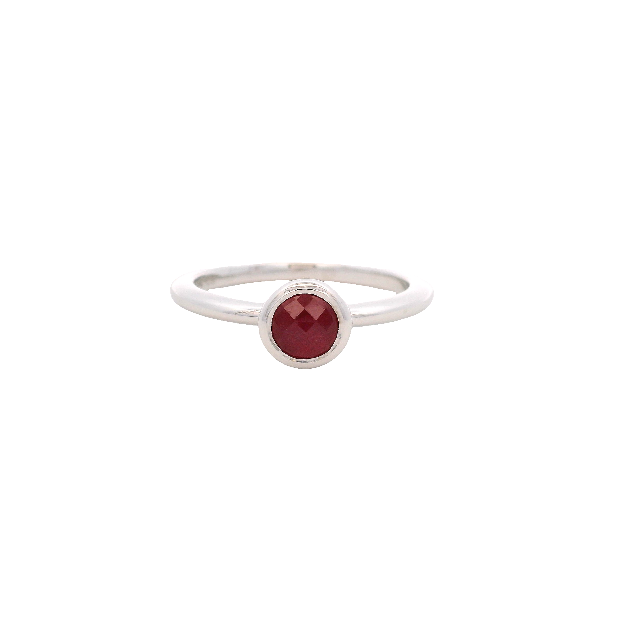 925SL BEZEL RUBY GLASS FILLED RING T6.5