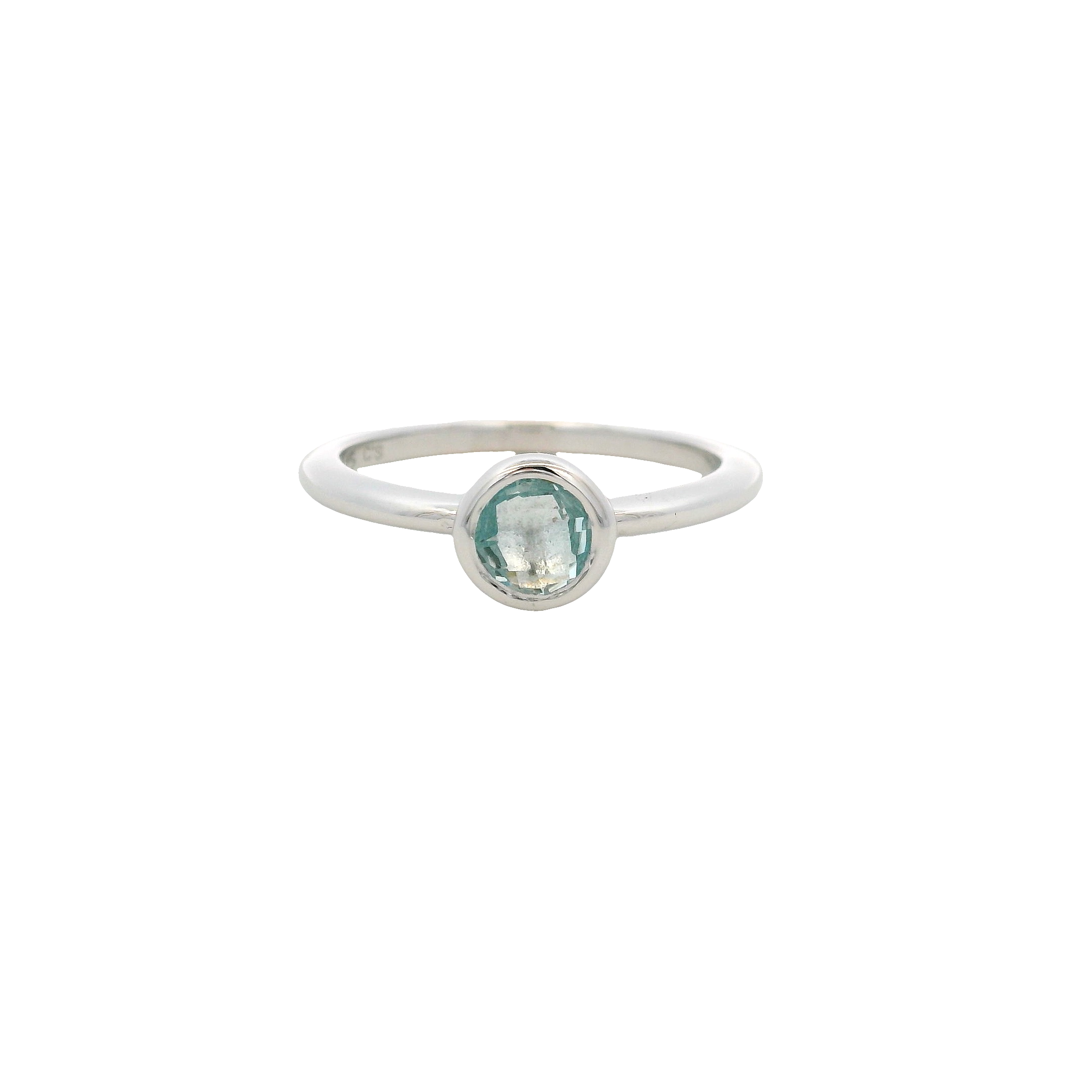 925SL BEZEL TOPAZ BLUE SOLITARY RING T6.5