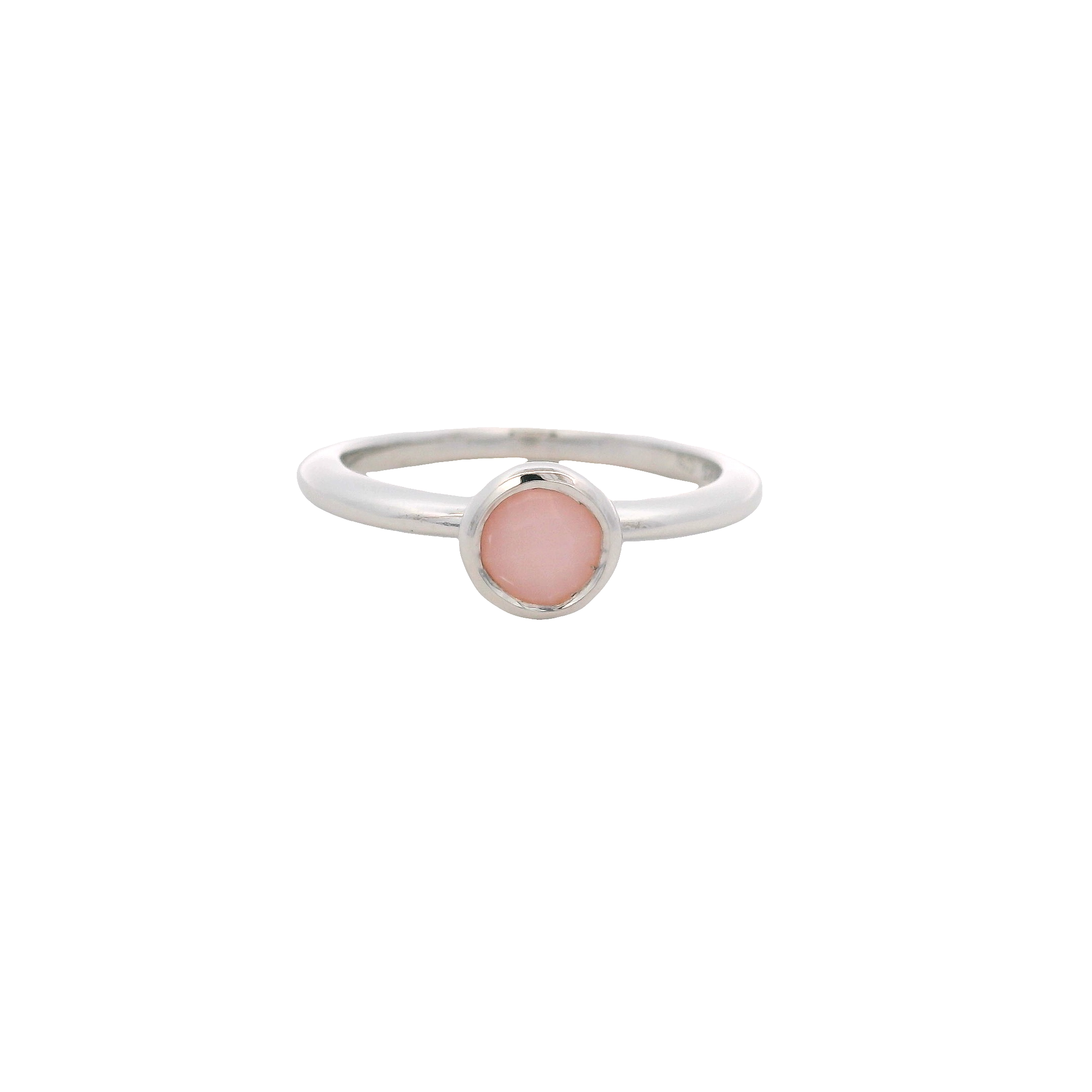 925SL BEZEL OPAL PINK SOLITARY RING T6.5