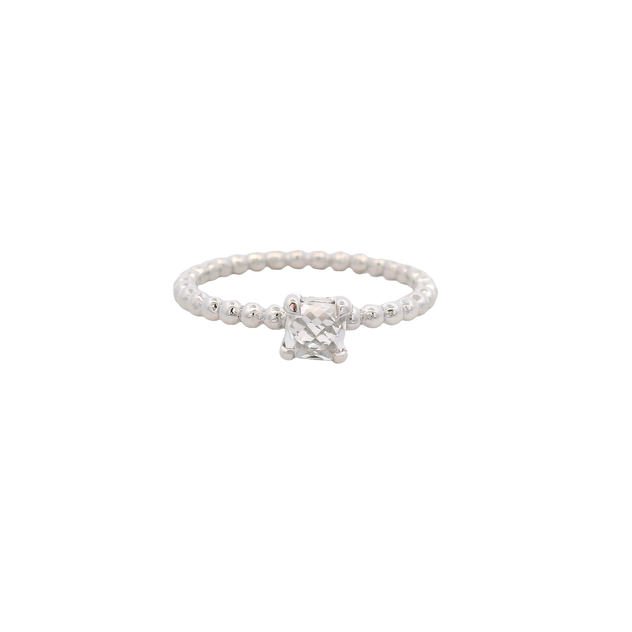 925SL BEANDS ROCK CRYSTAL SOLITARY RING T6.5